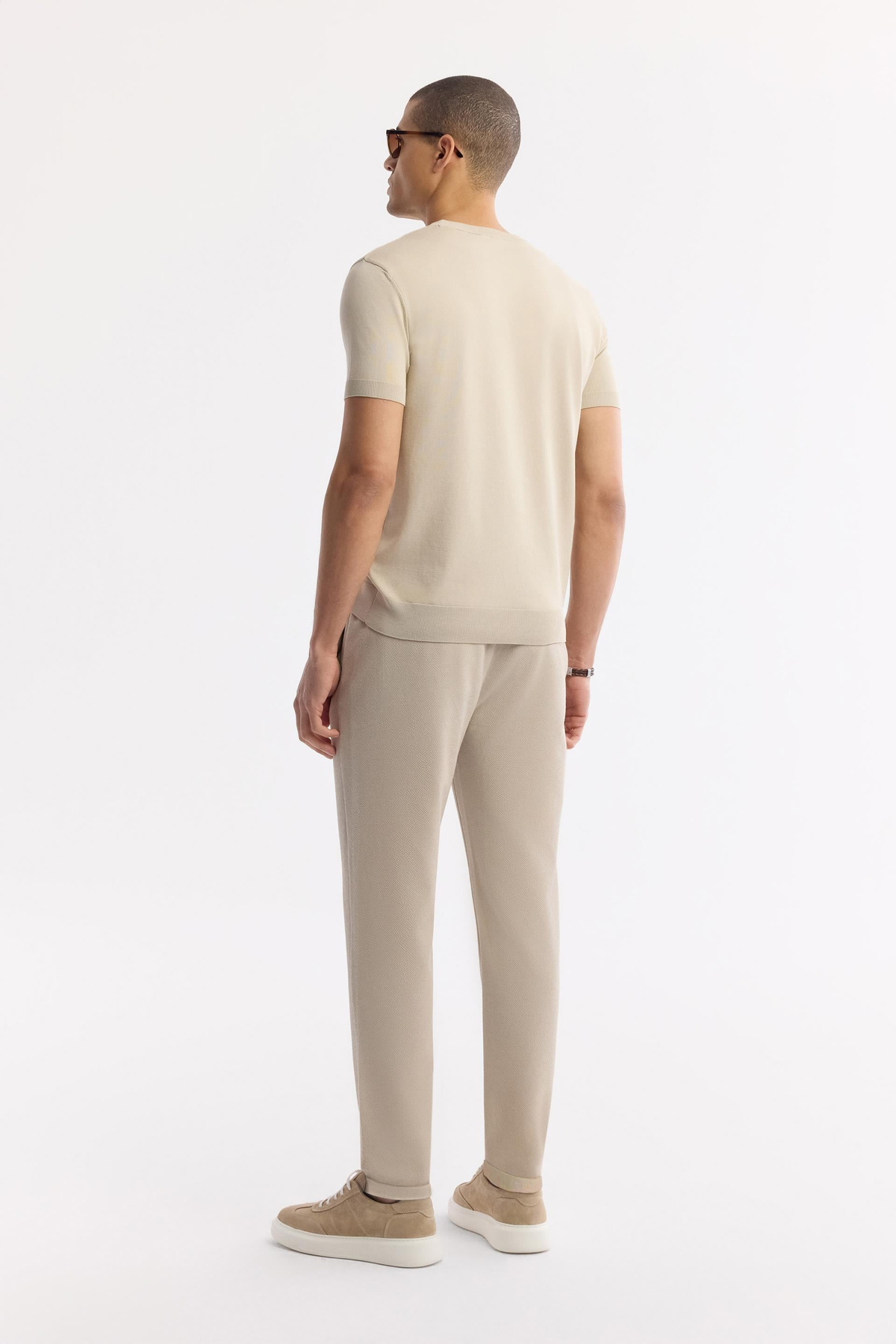 Bej Yanı Lastikli Gofreli Nora Slim Fit Chino Pantolon