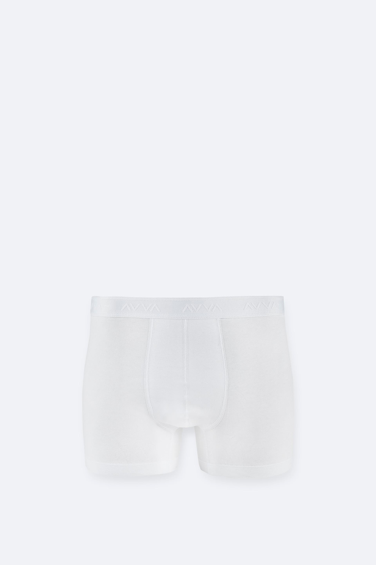Beyaz Basic Pamuklu Tekli Boxer