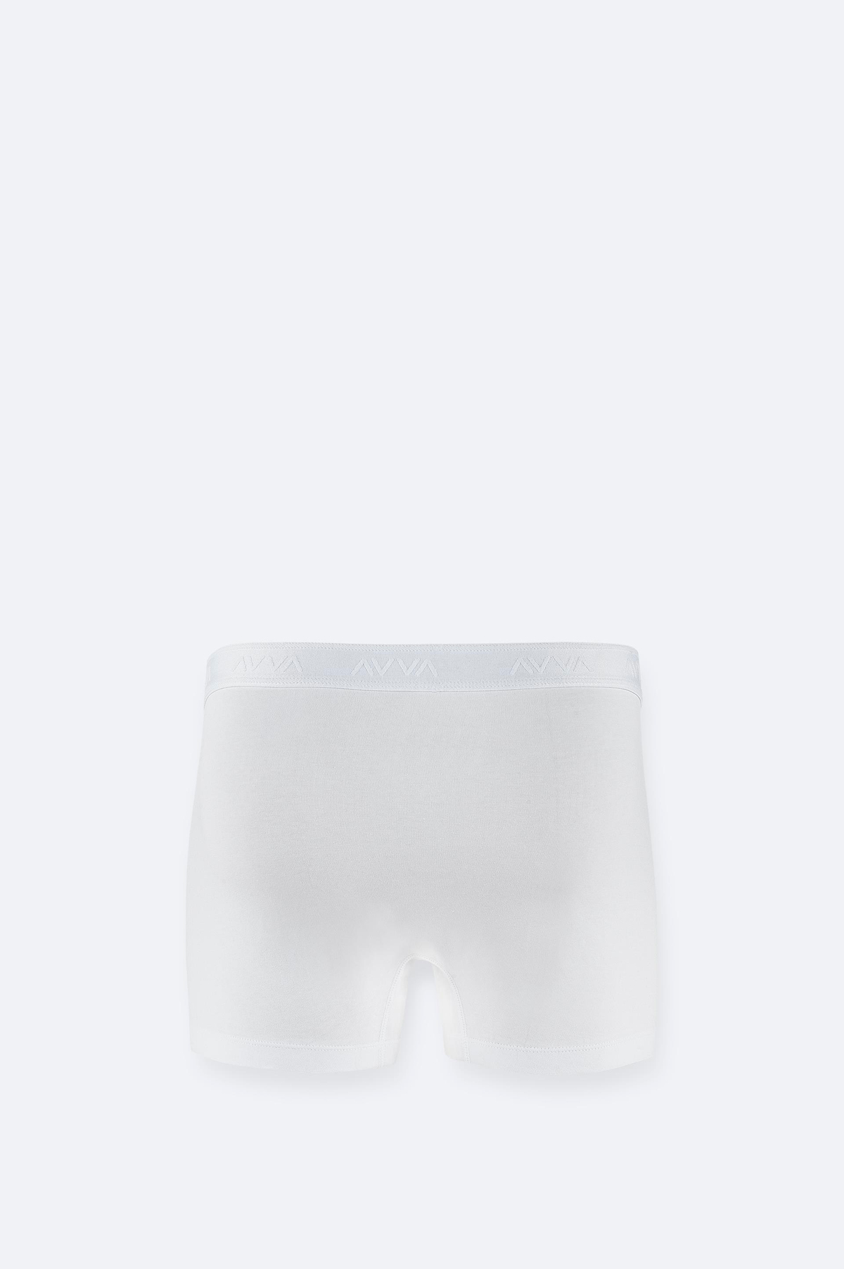 Beyaz Basic Pamuklu Tekli Boxer