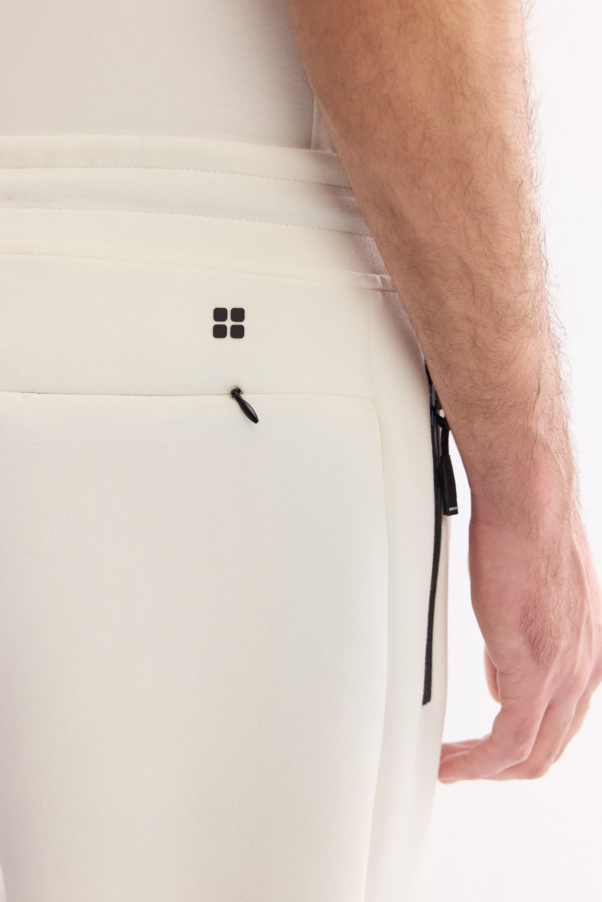 White Elastic Waist Drawstring Bi-Stretch Interlock Jogger Pants