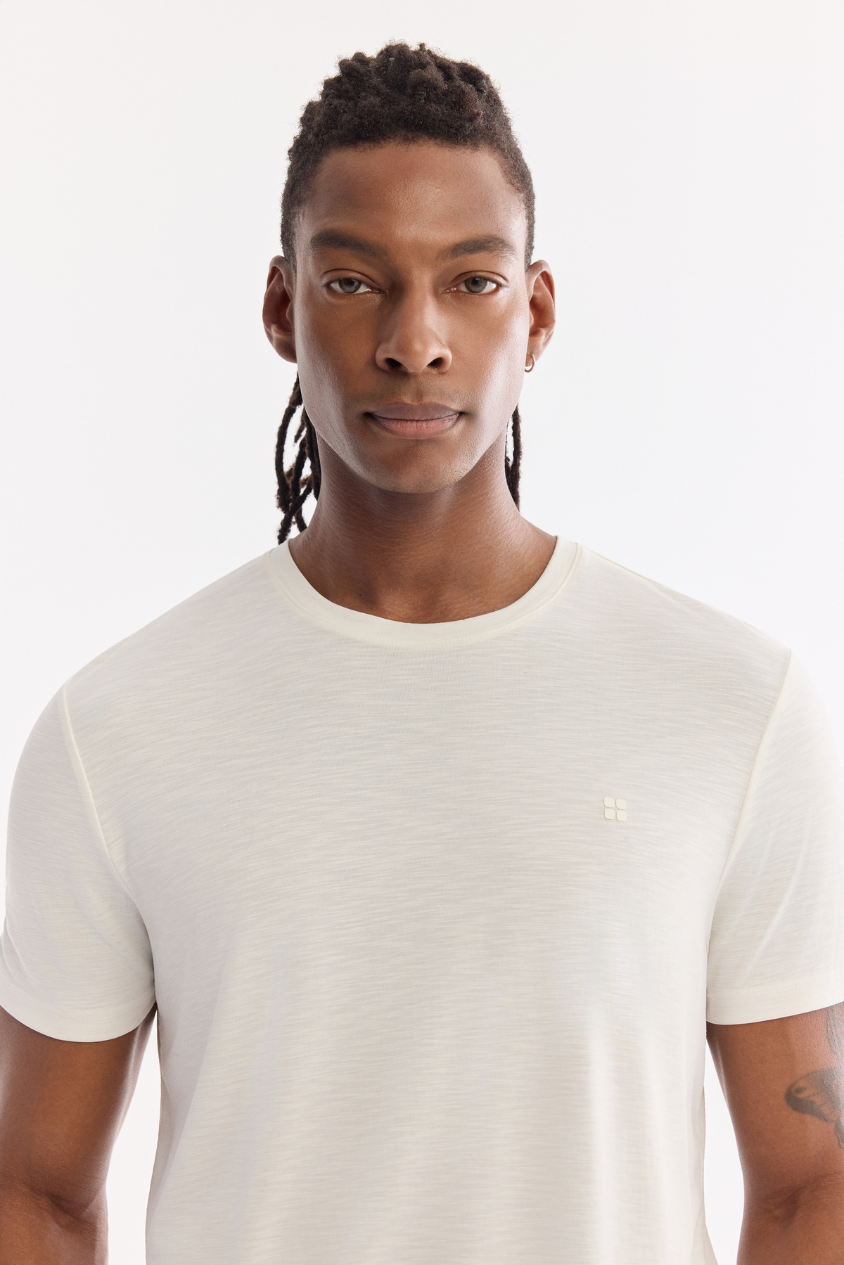 Beyaz Bisiklet Yaka Bi-Stretch Soft Touch Basic T-Shirt