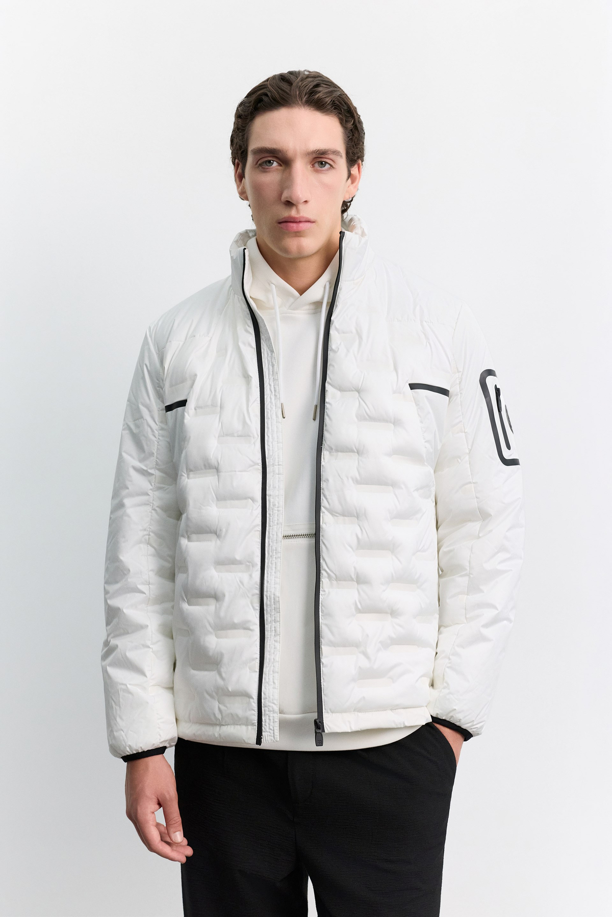 White Hooded Water-Repellent Windproof Puffer Jacket