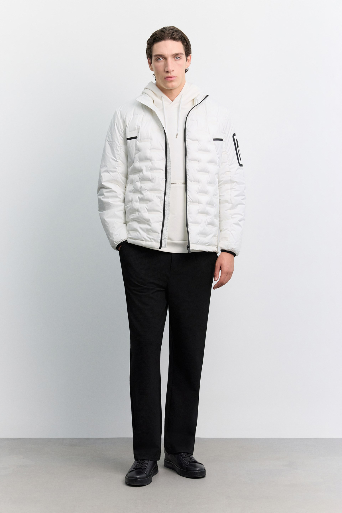 White Hooded Water-Repellent Windproof Puffer Jacket