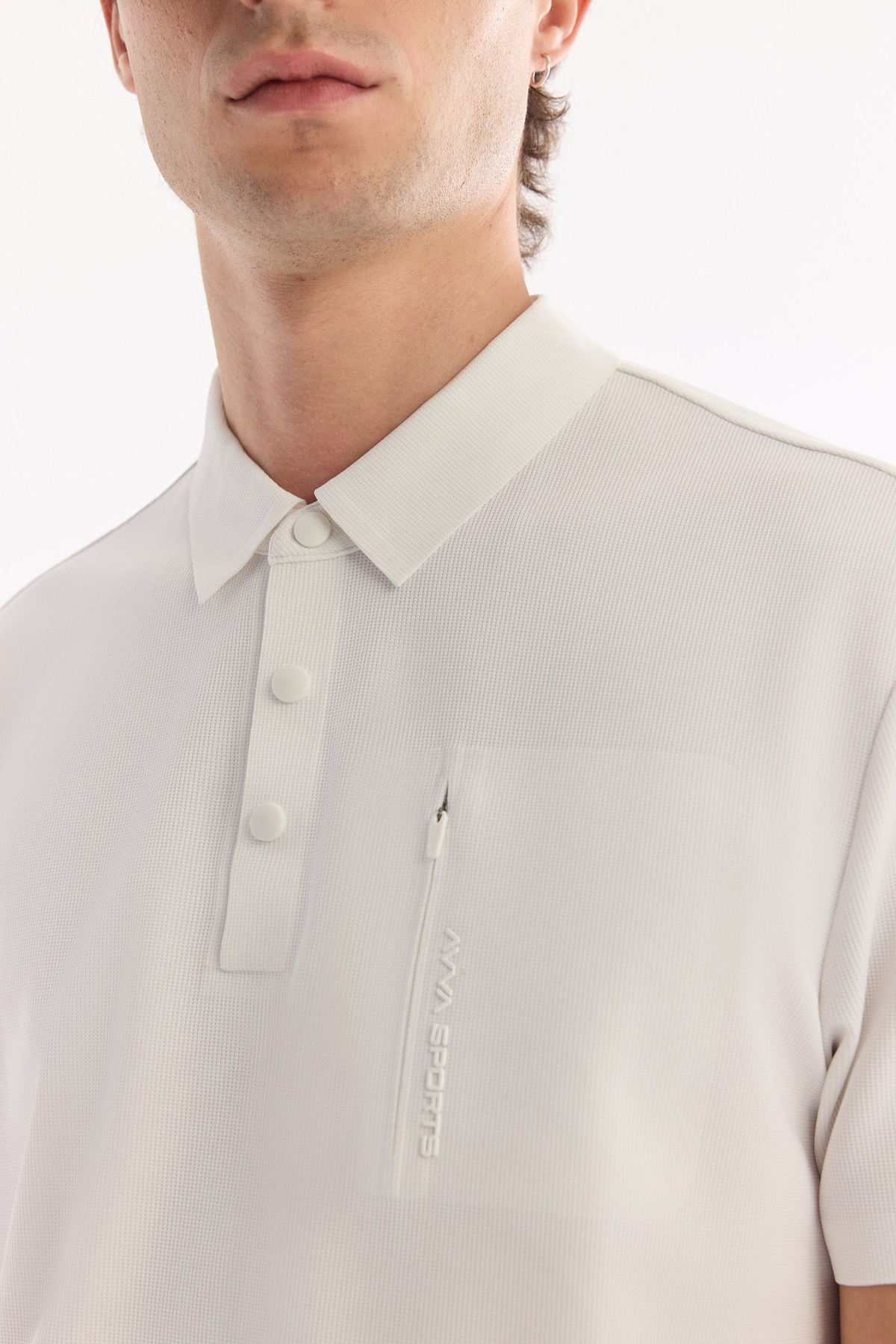 Beyaz Kırılmaz Polo Yaka Magnet Düğme Teknik Kumaş  T-Shirt