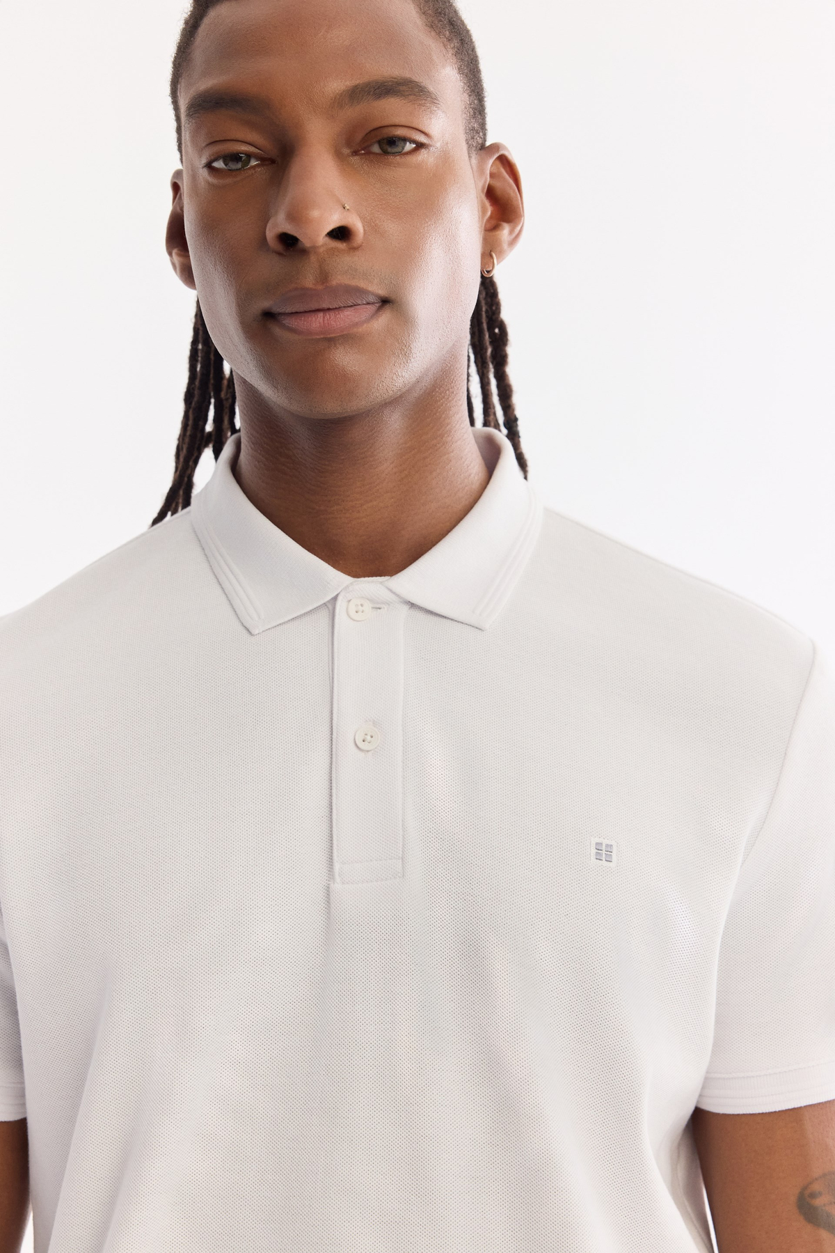 Beyaz Kıvrılmaz Polo Yaka %100 Pamuk Basic T-Shirt