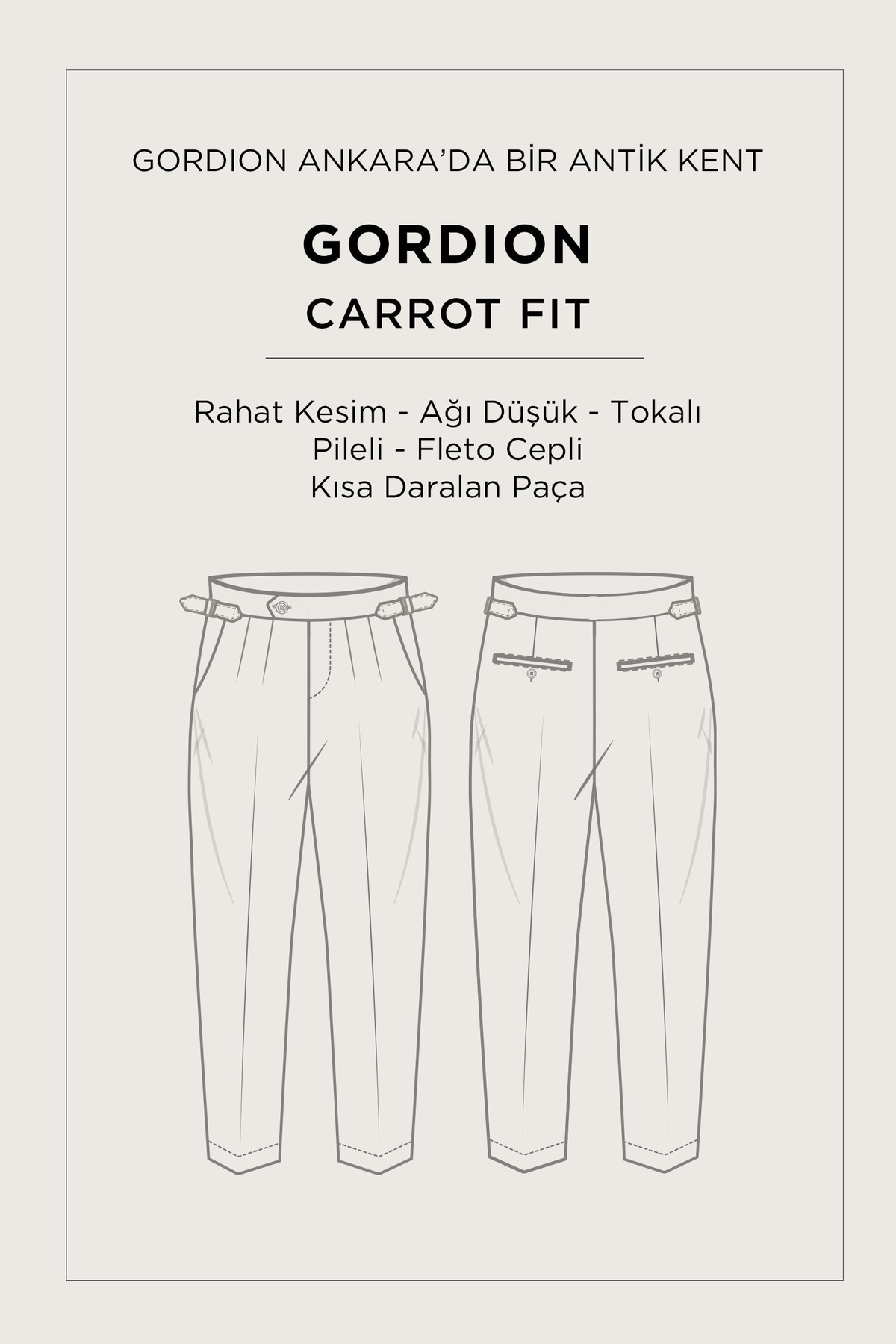 Beyaz Klasik Bel Apolet Detaylı Gordion Carrot Fit Pantolon