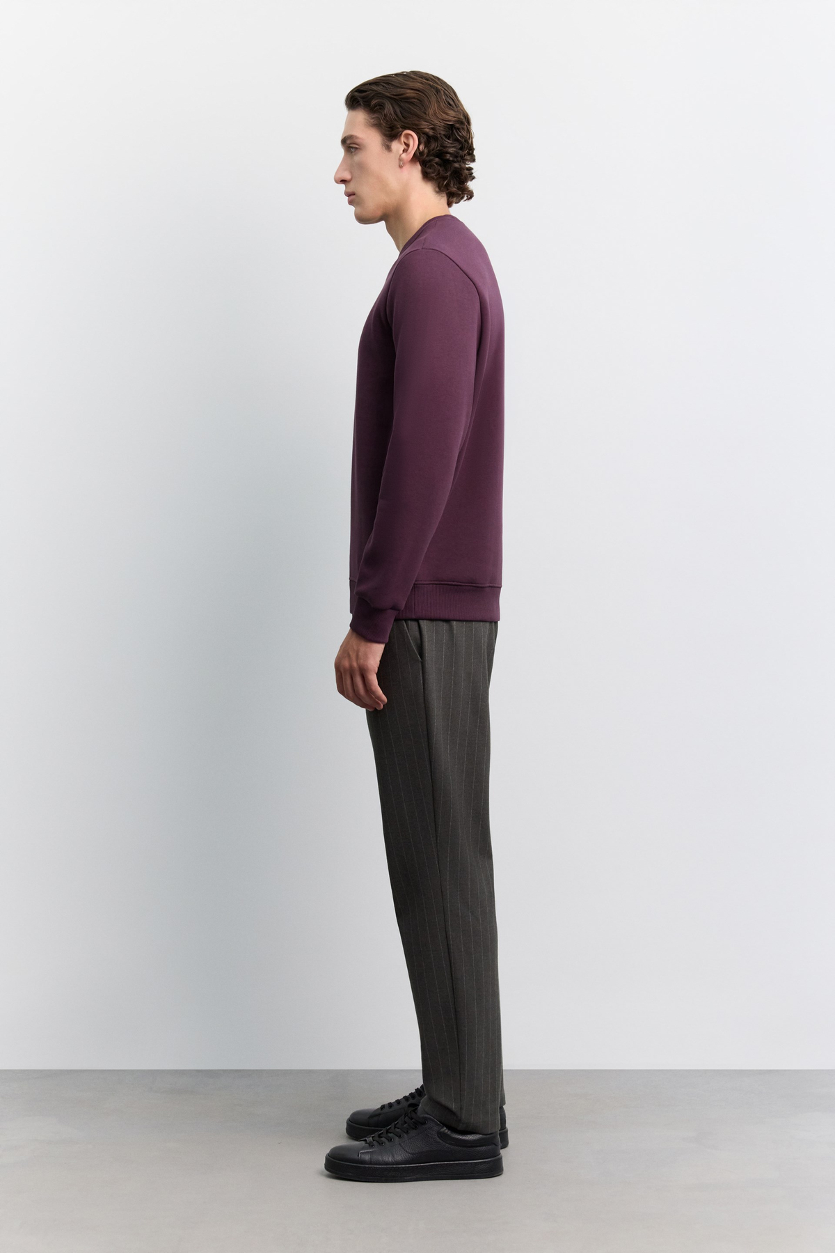 Bordo Bisiklet Yaka 3 İplik Şardonlu -4 Dereceye Dayanıklı Sweatshirt
