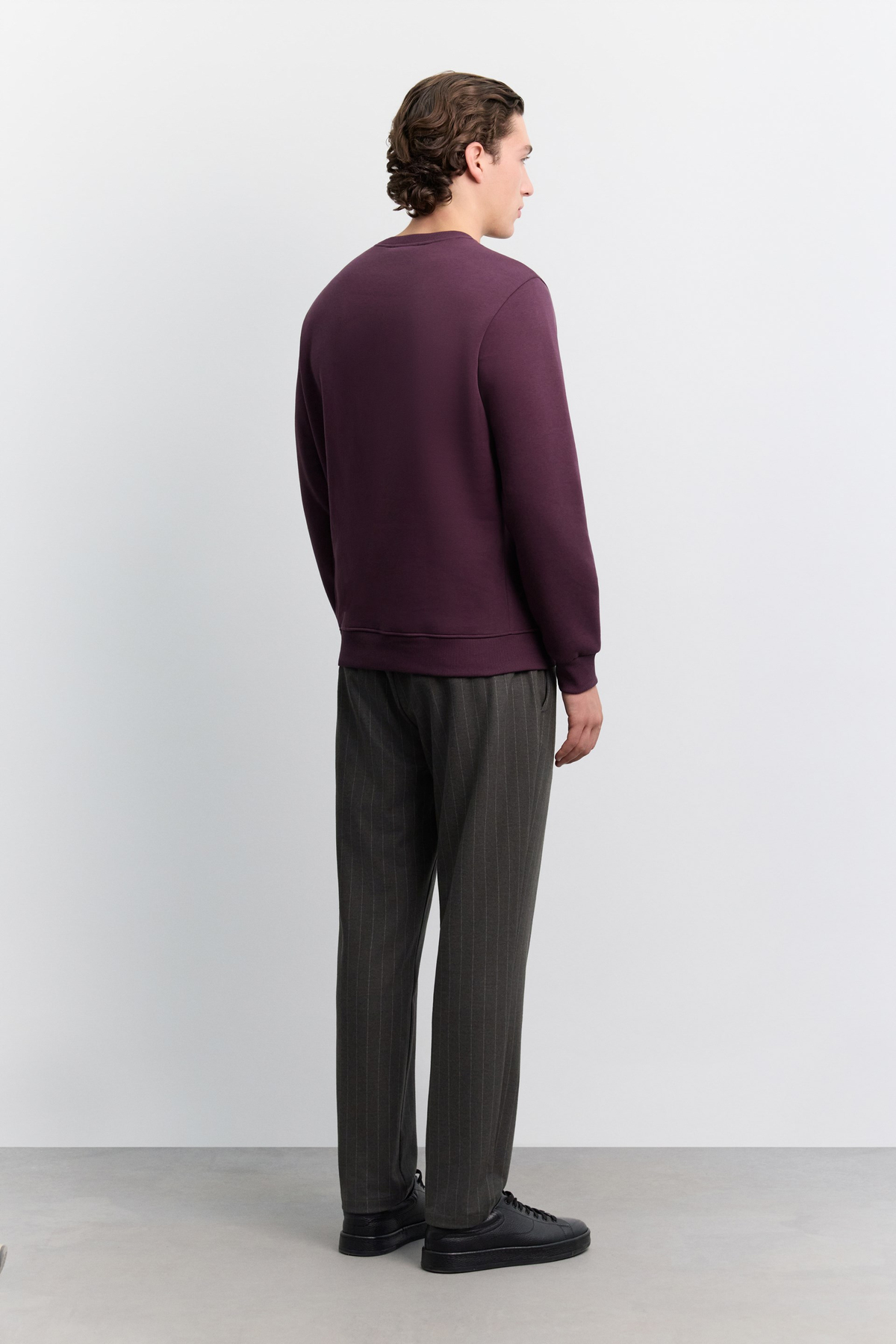 Bordo Bisiklet Yaka 3 İplik Şardonlu -4 Dereceye Dayanıklı Sweatshirt