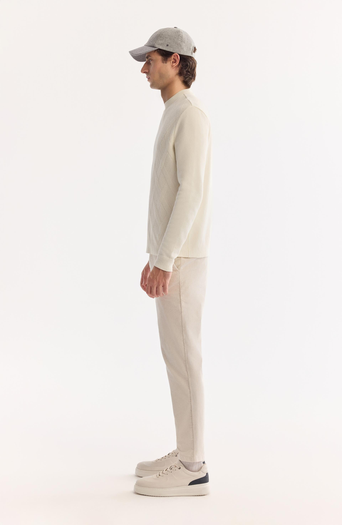 Ecru Turtleneck Soft Touch Textured Knit Sweater