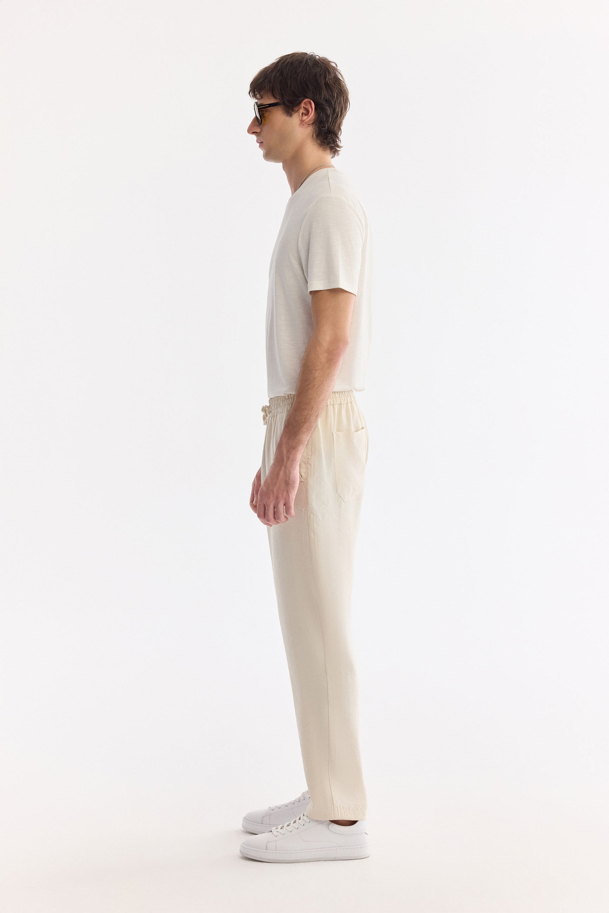 Ekru Beli Lastikli Nefes Alan Soft Touch Pantolon