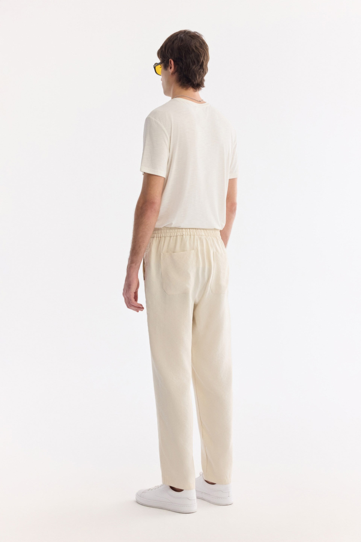 Ekru Beli Lastikli Nefes Alan Soft Touch Pantolon