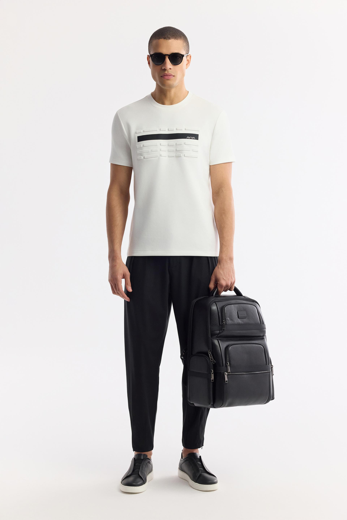 Ekru Bisiklet Yaka Flexi & Gofre Baskı Detaylı İnterlok T-Shirt