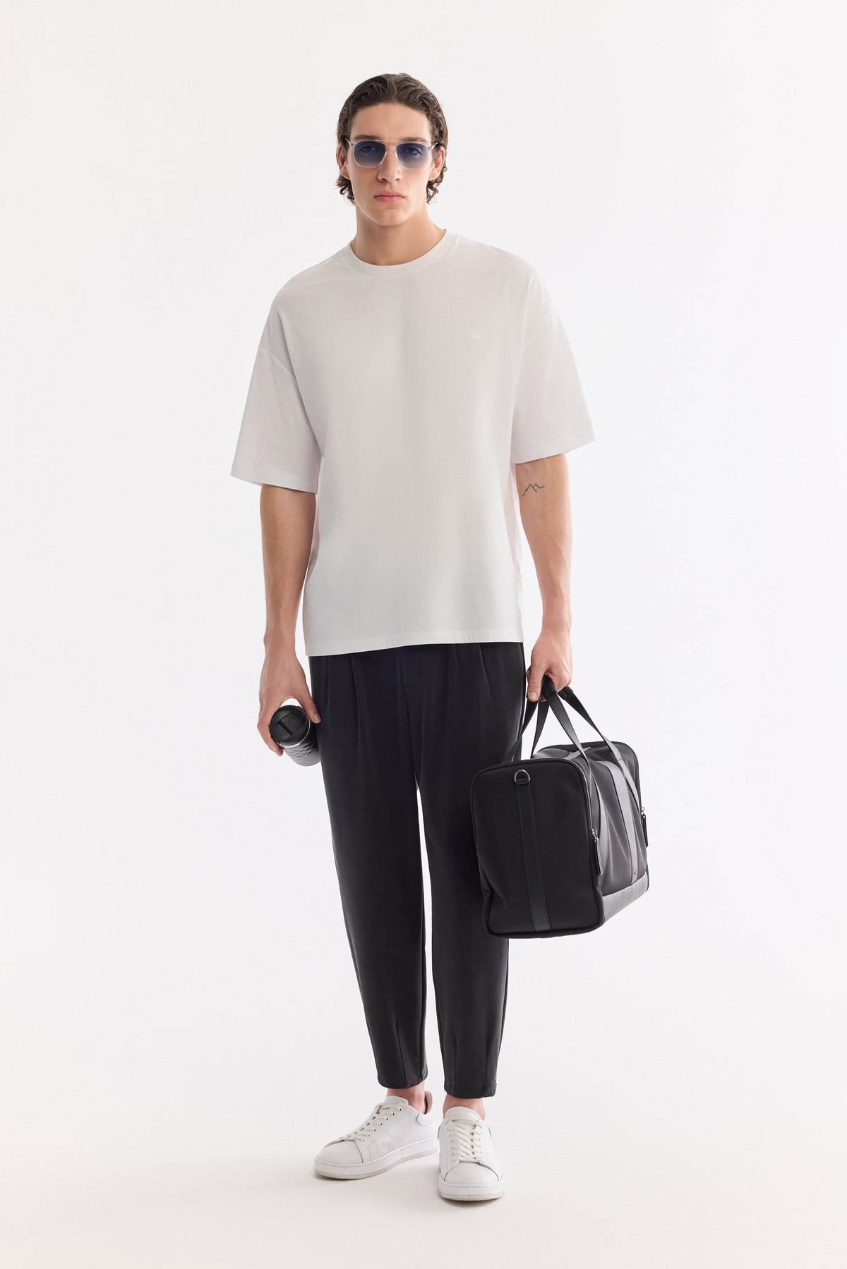 Ekru Bisiklet Yaka Oversize Rayon Tshırt