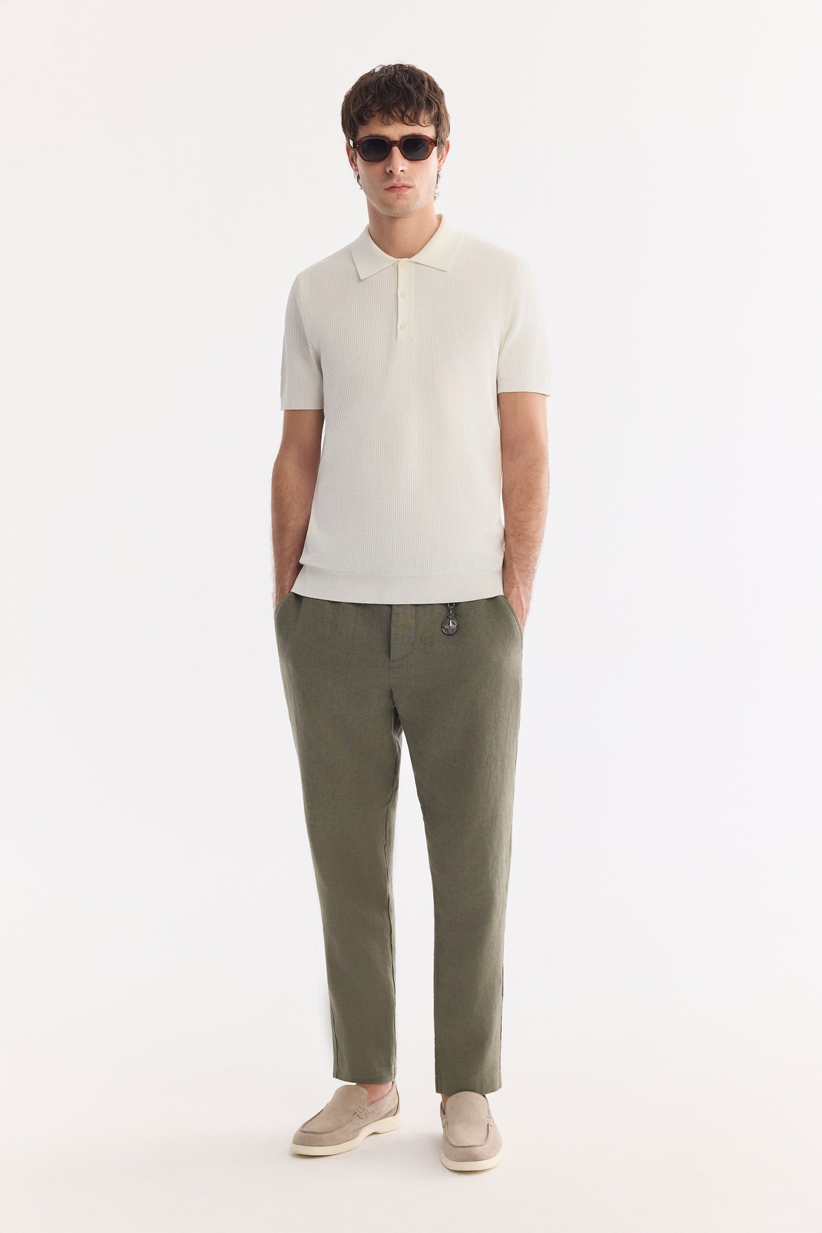 Ekru Polo Yaka Soft Touch Triko T-Shirt