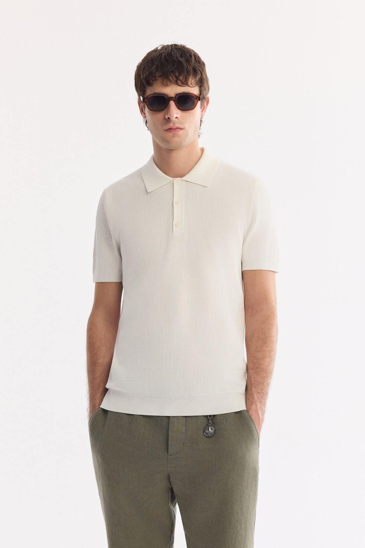 Ekru Polo Yaka Soft Touch Triko T-Shirt