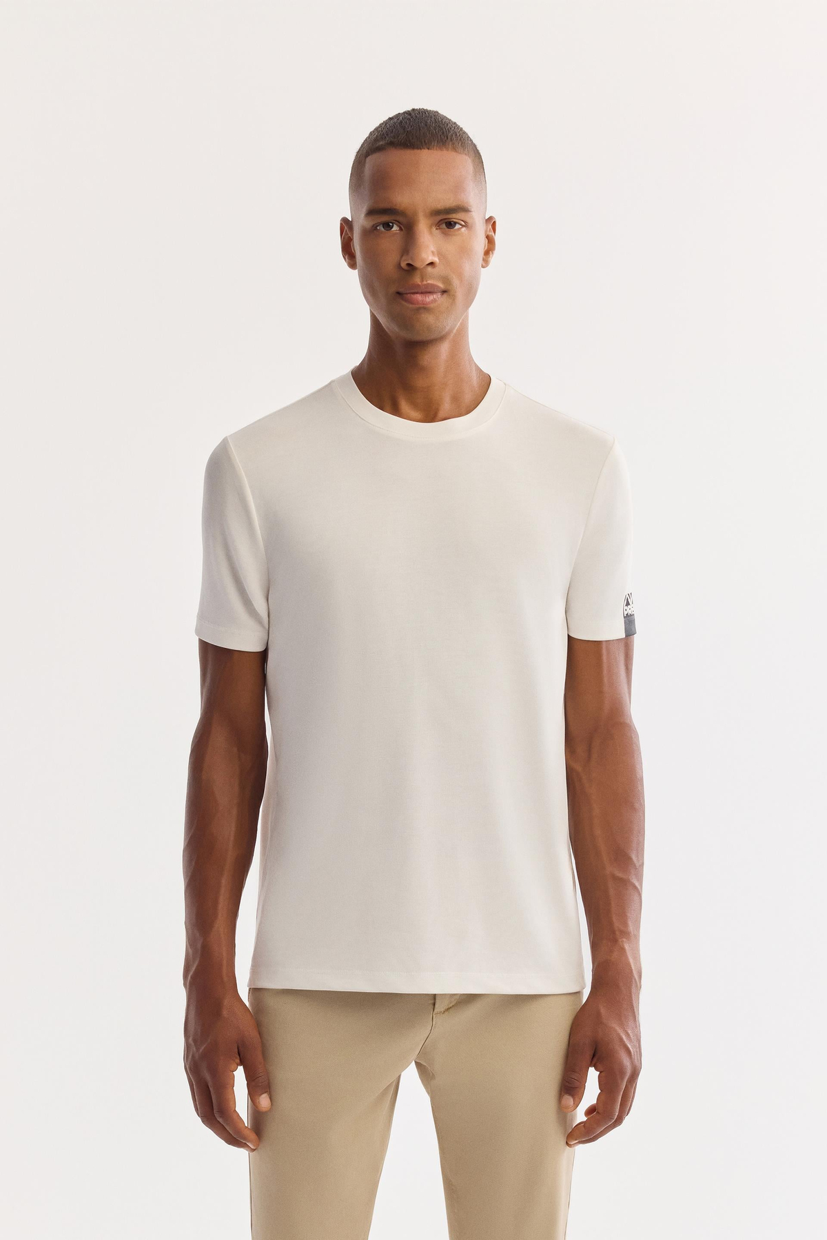 Ekru Soft Touch Bi-Stretch İnterlok T-Shirt