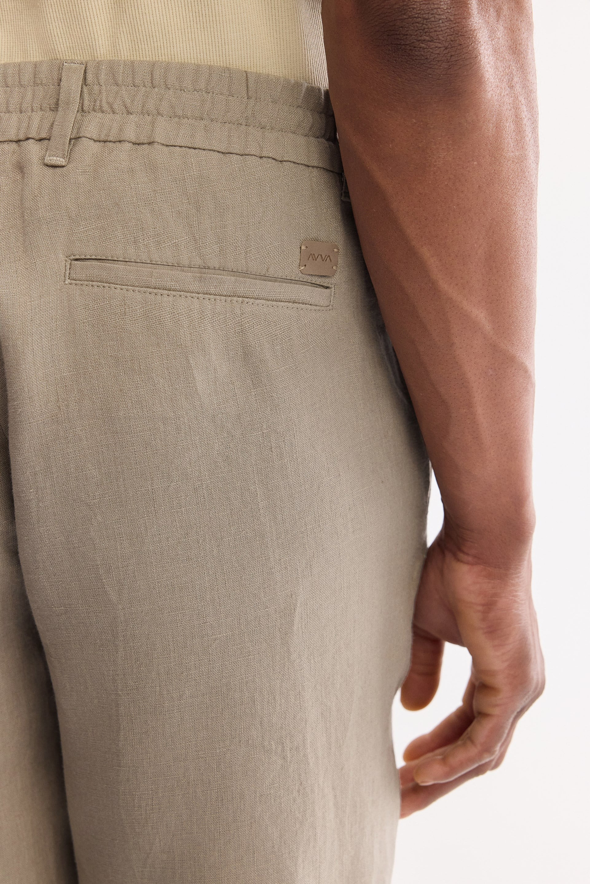 Grey Elastic Waist Drawstring 100% Linen Pants