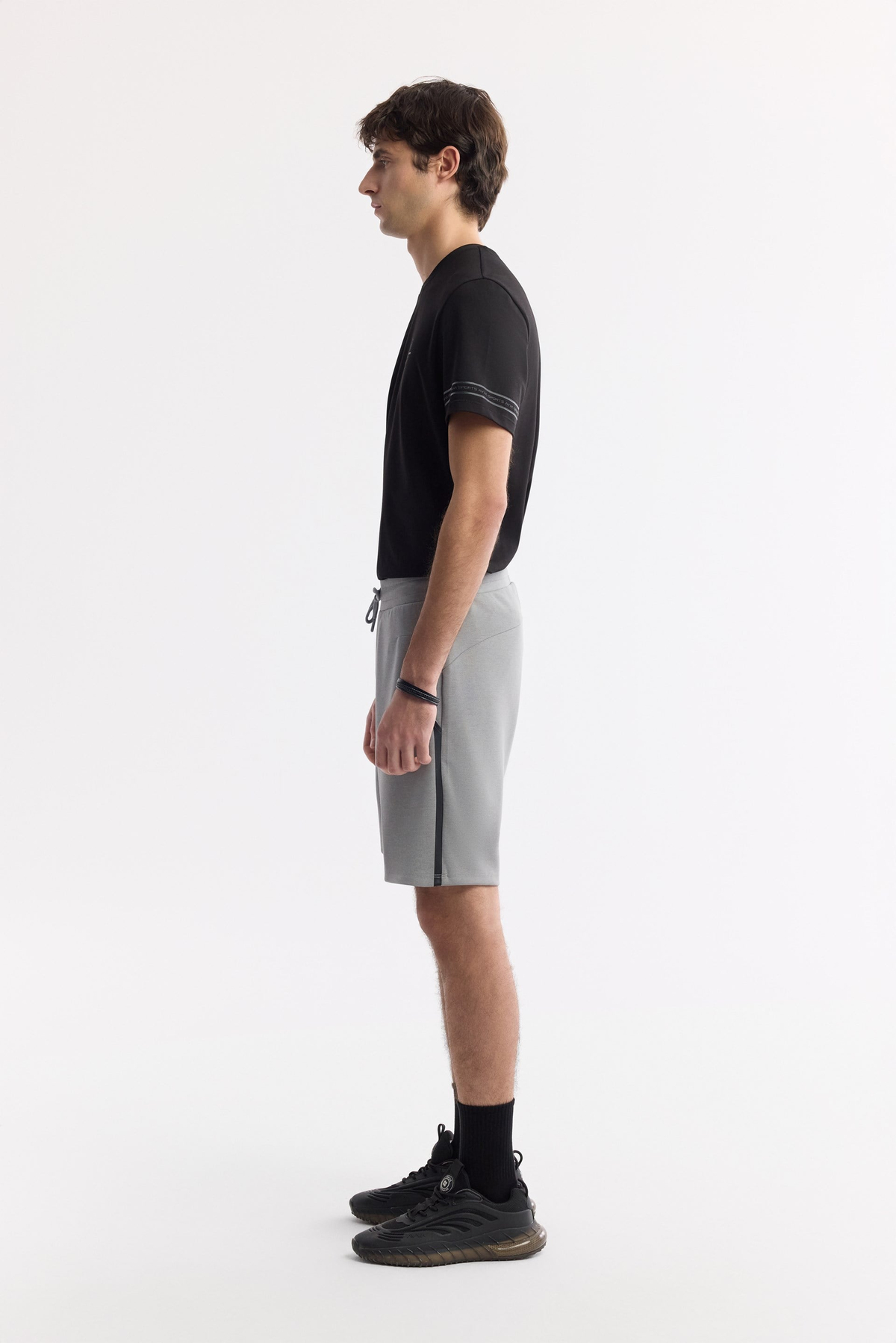 Grey Elastic Waist Drawstring Soft Touch Knit Shorts
