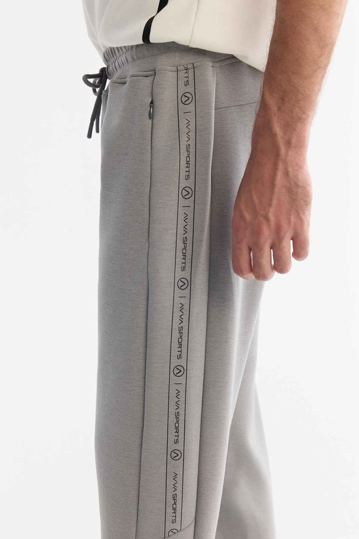 Gri Beli Lastikli Baskılı Jogger Eşofman Altı