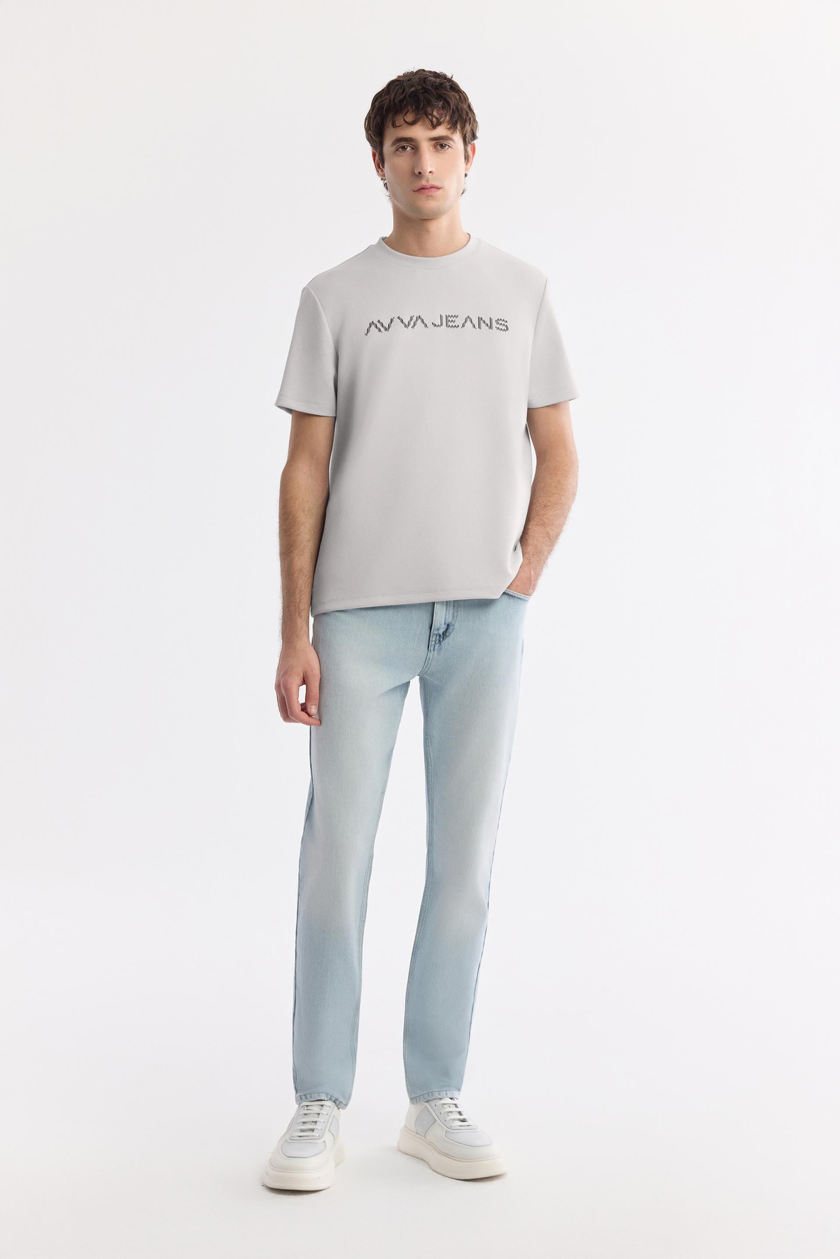 Grey Round Neck Bi Stretch T-Shirt