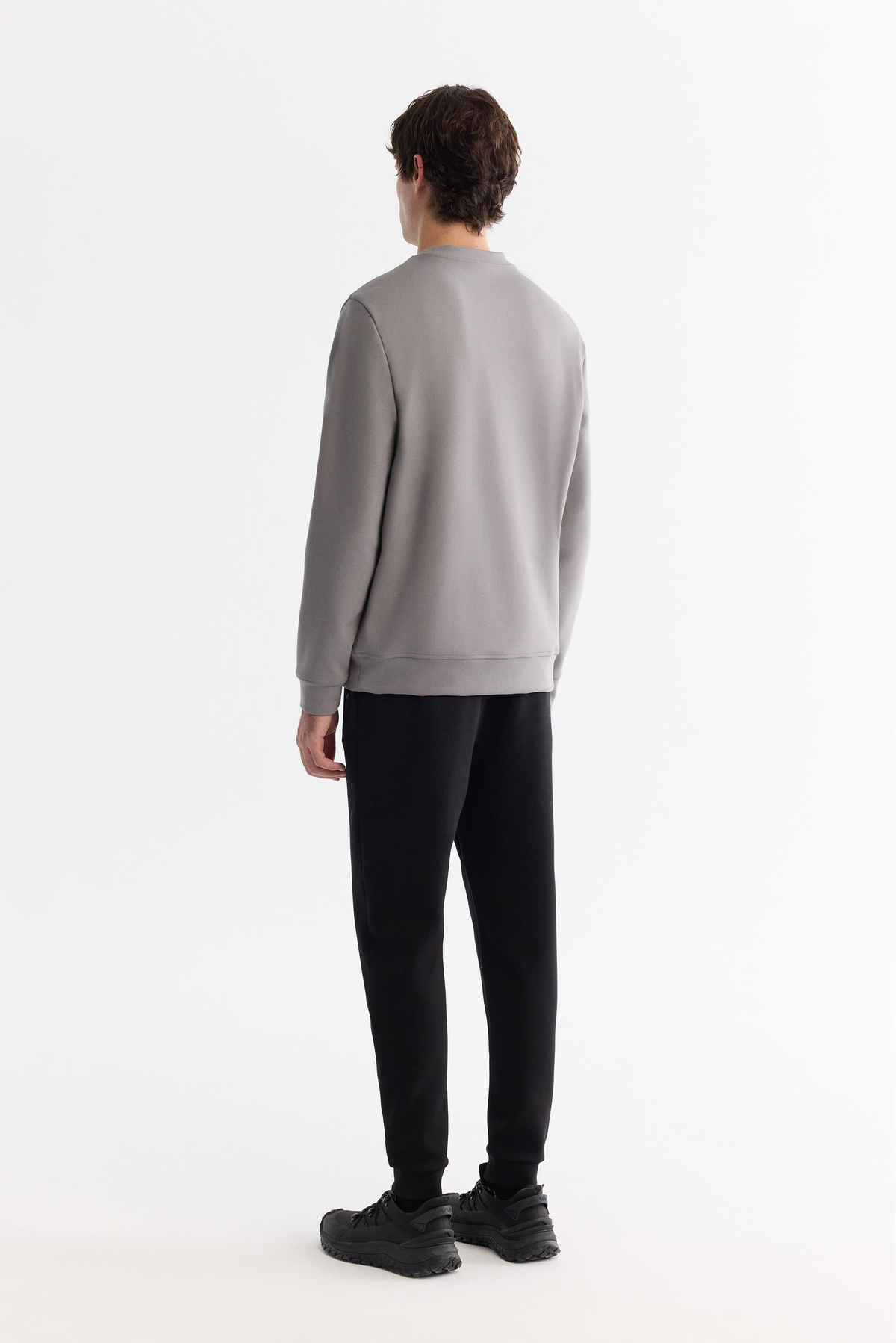 Gri Bisiklet Yaka Sweatshirt