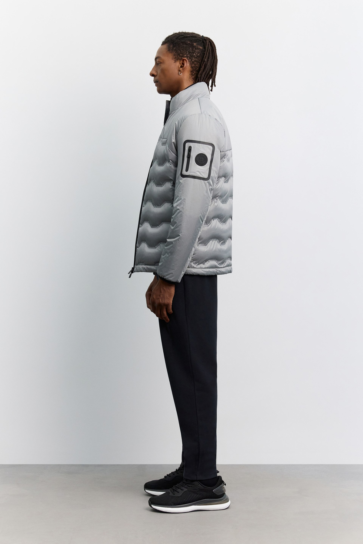 Grey Hooded Water-Repellent Windproof Puffer Jacket
