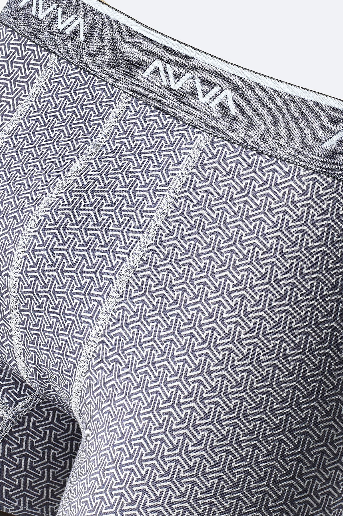 Gri Geometrik Desenli Tekli Boxer
