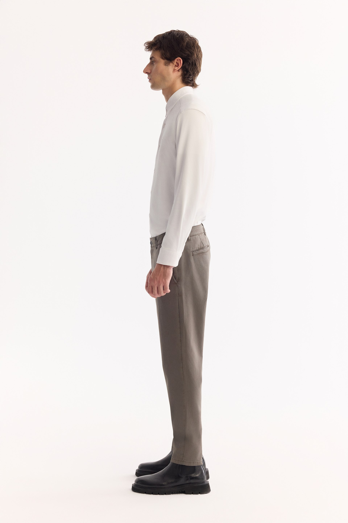 Gri Haki Klasik Bel Soft Touch Chino Pantolon