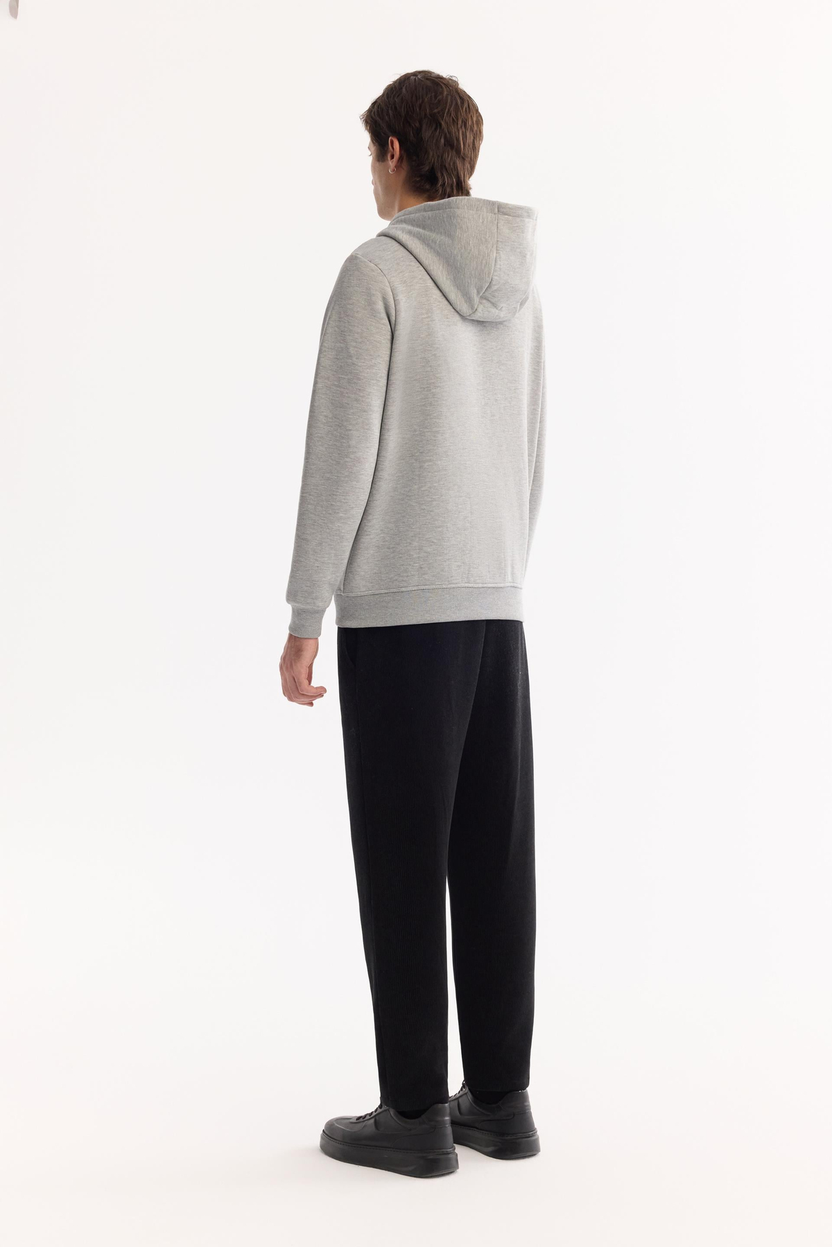 Grey Hooded Zip Through Sweatshirt