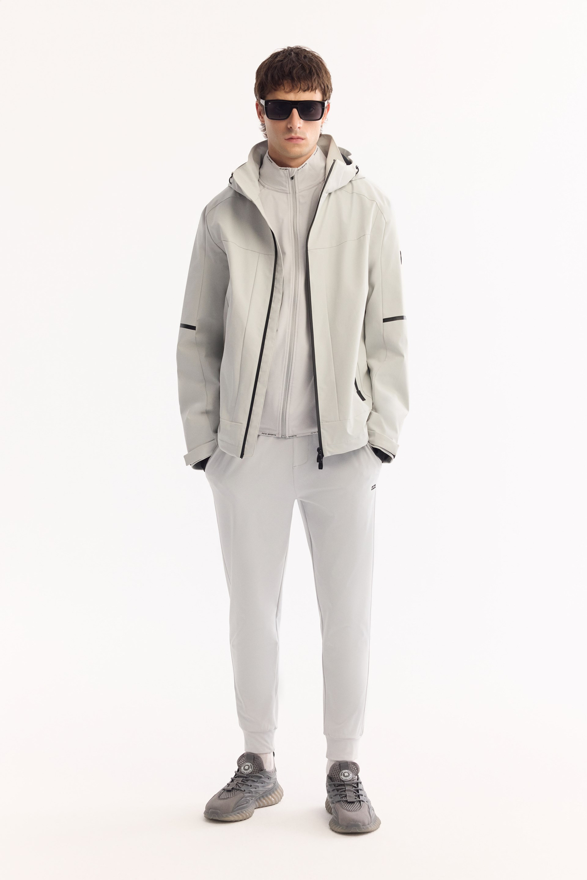 Grey Hooded Water Repellent Windproof Lightweight Jacket