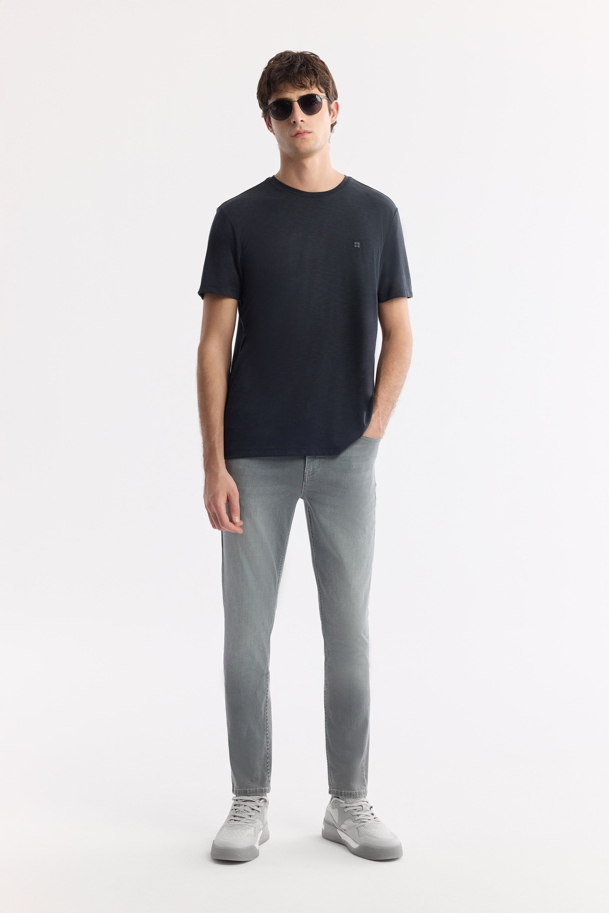 Grey Distressed Washed Cotton Elastane Jeans