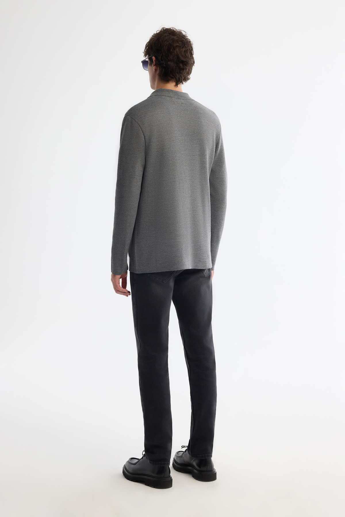 Grey Wool Blend Cardigan