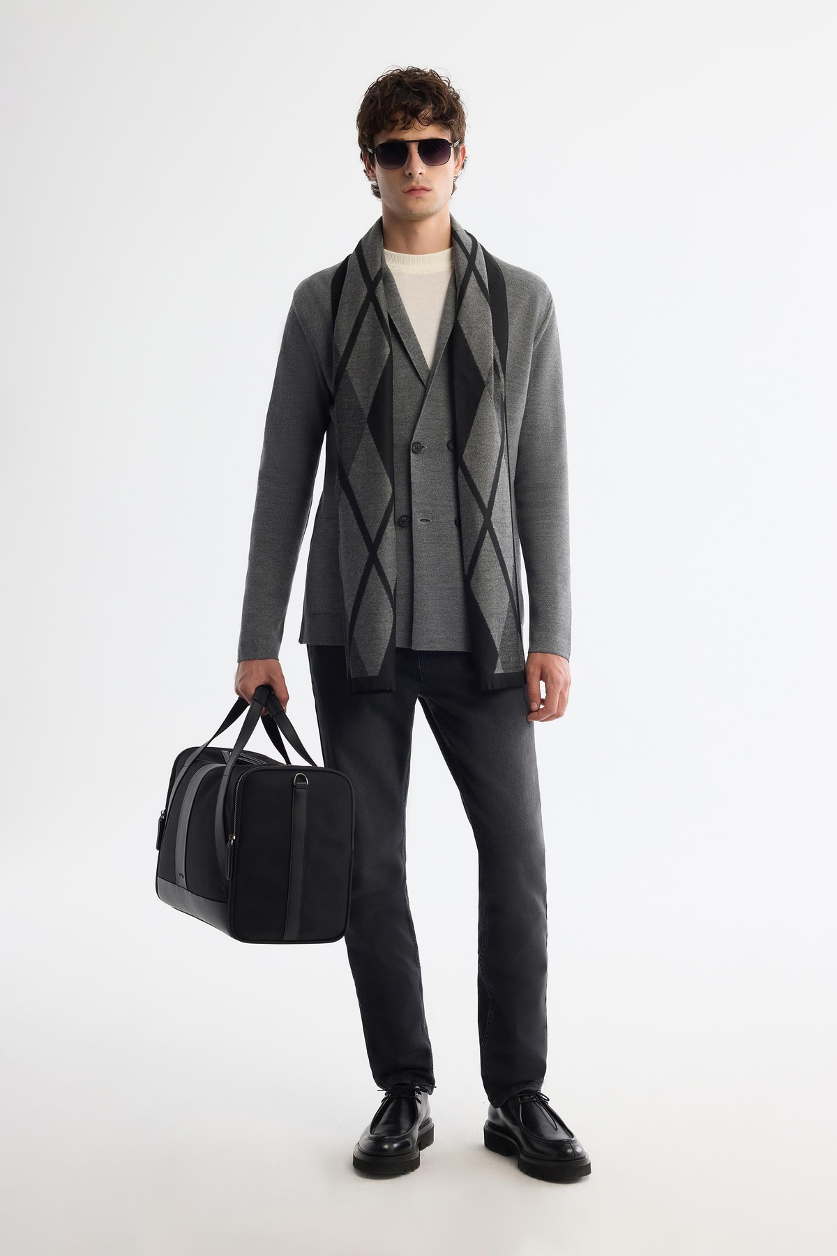 Grey Wool Blend Cardigan