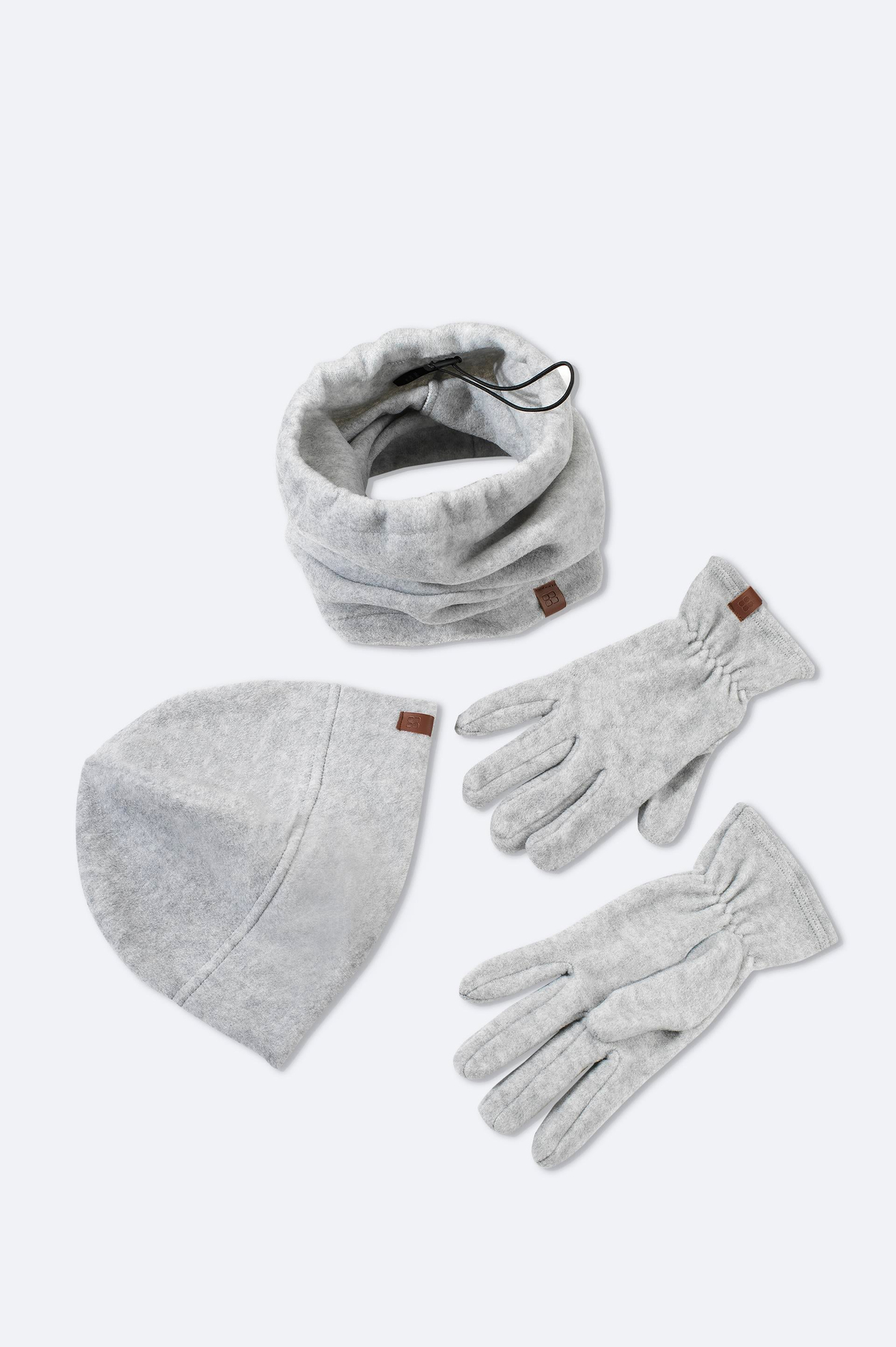 Grey Neckwarmer Beanie and Glove Set