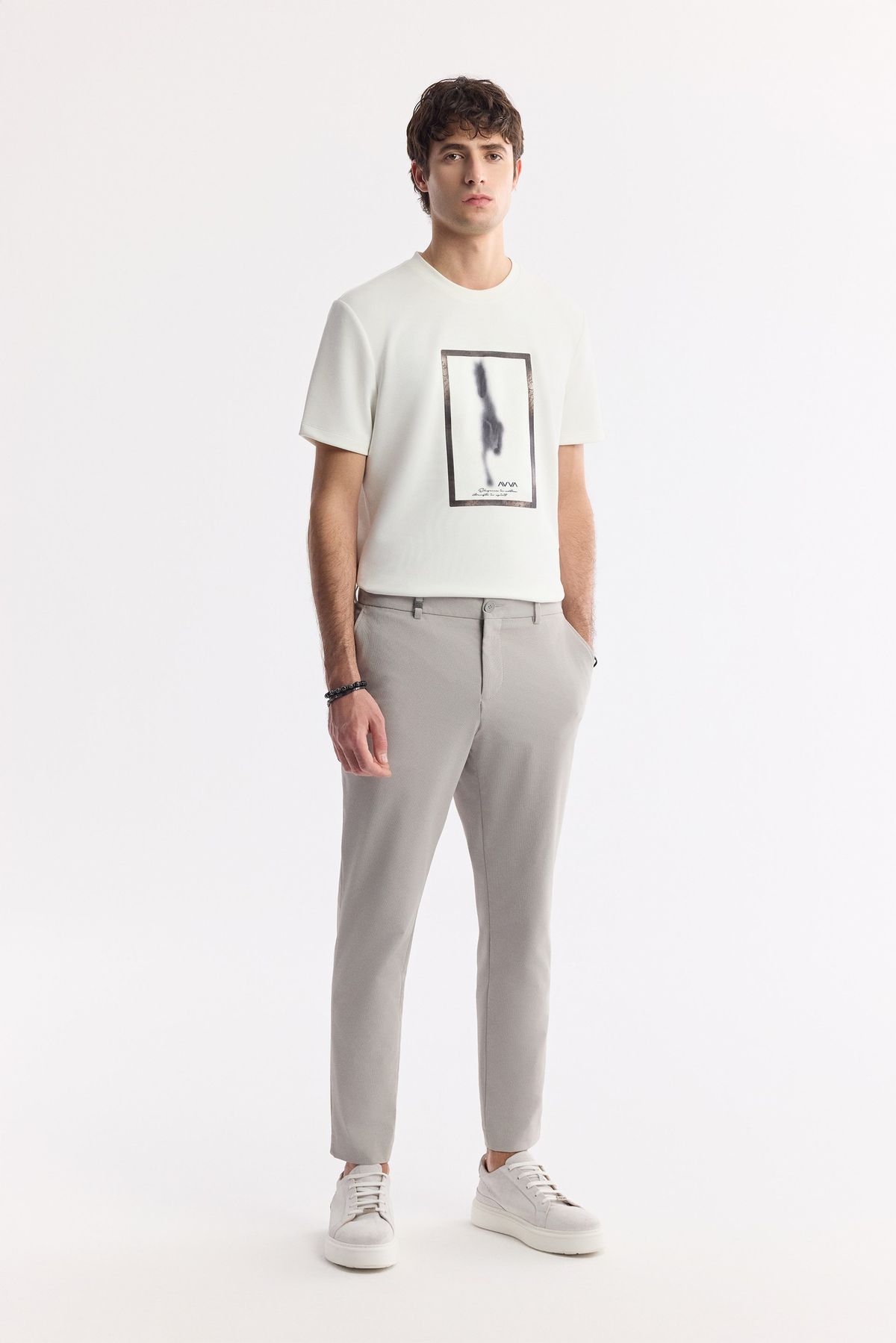 Gri Yandan Cepli Beli Lastikli Bi-Stretch Pantolon