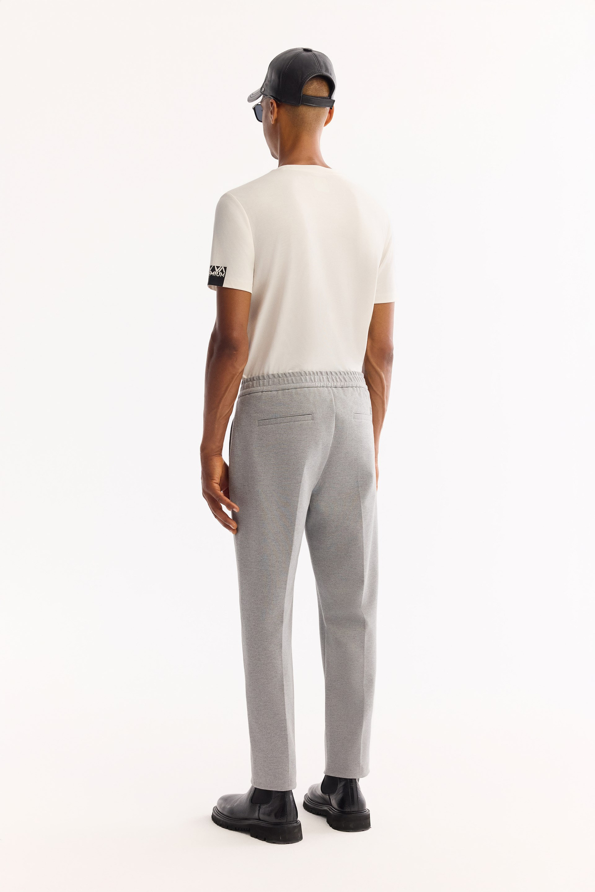 Grey Side Elastic Cotton Viscose Blend Pants