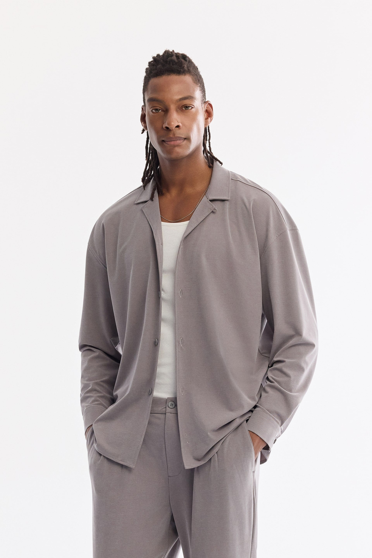 Grey Elastic Side Soft Touch Elastane Chino Trousers