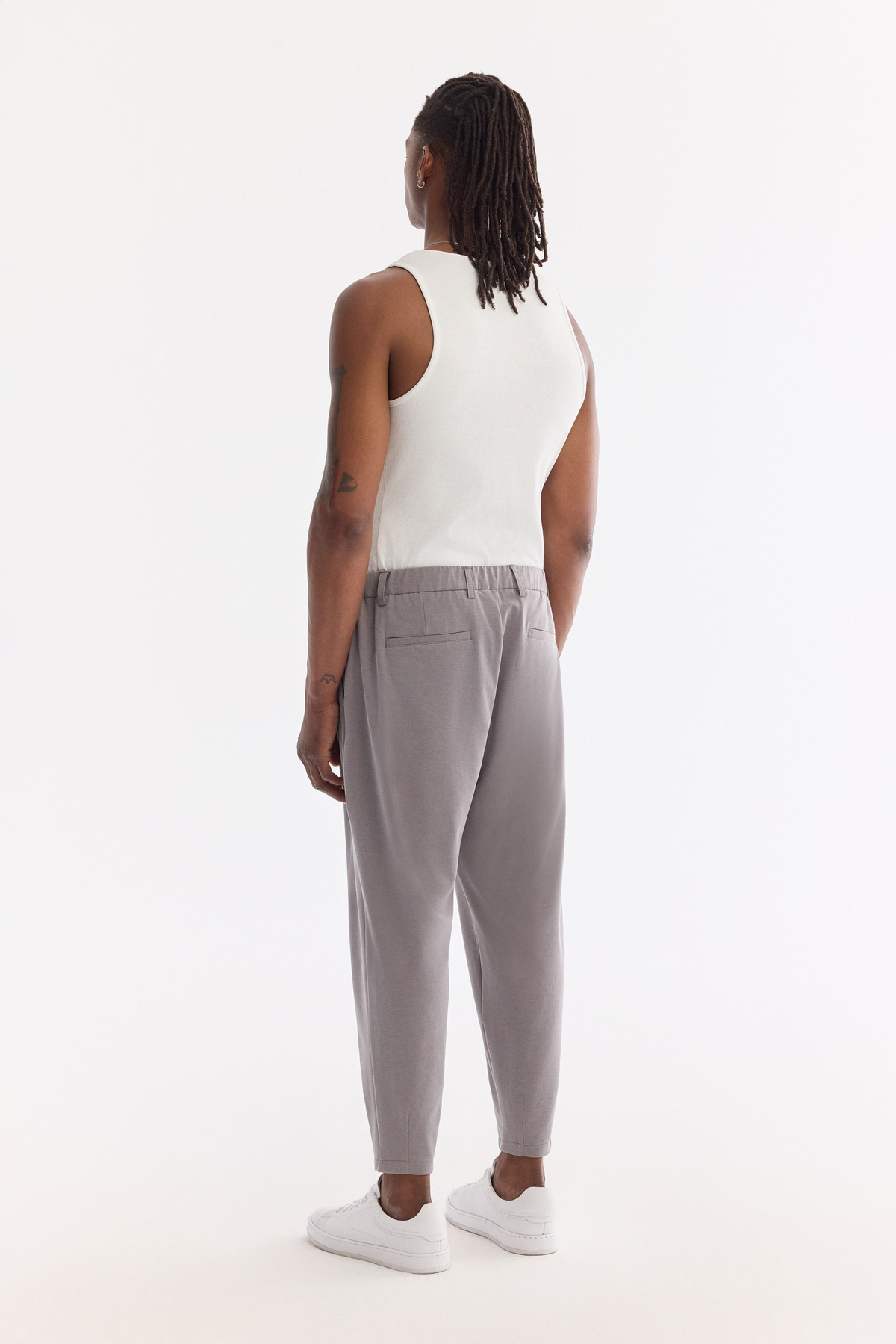 Grey Elastic Side Soft Touch Elastane Chino Trousers