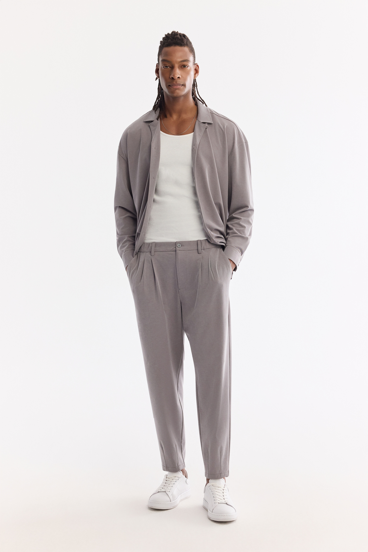 Gri Yanı Lastikli Soft Touch Elastan Chino Pantolon | AVVA