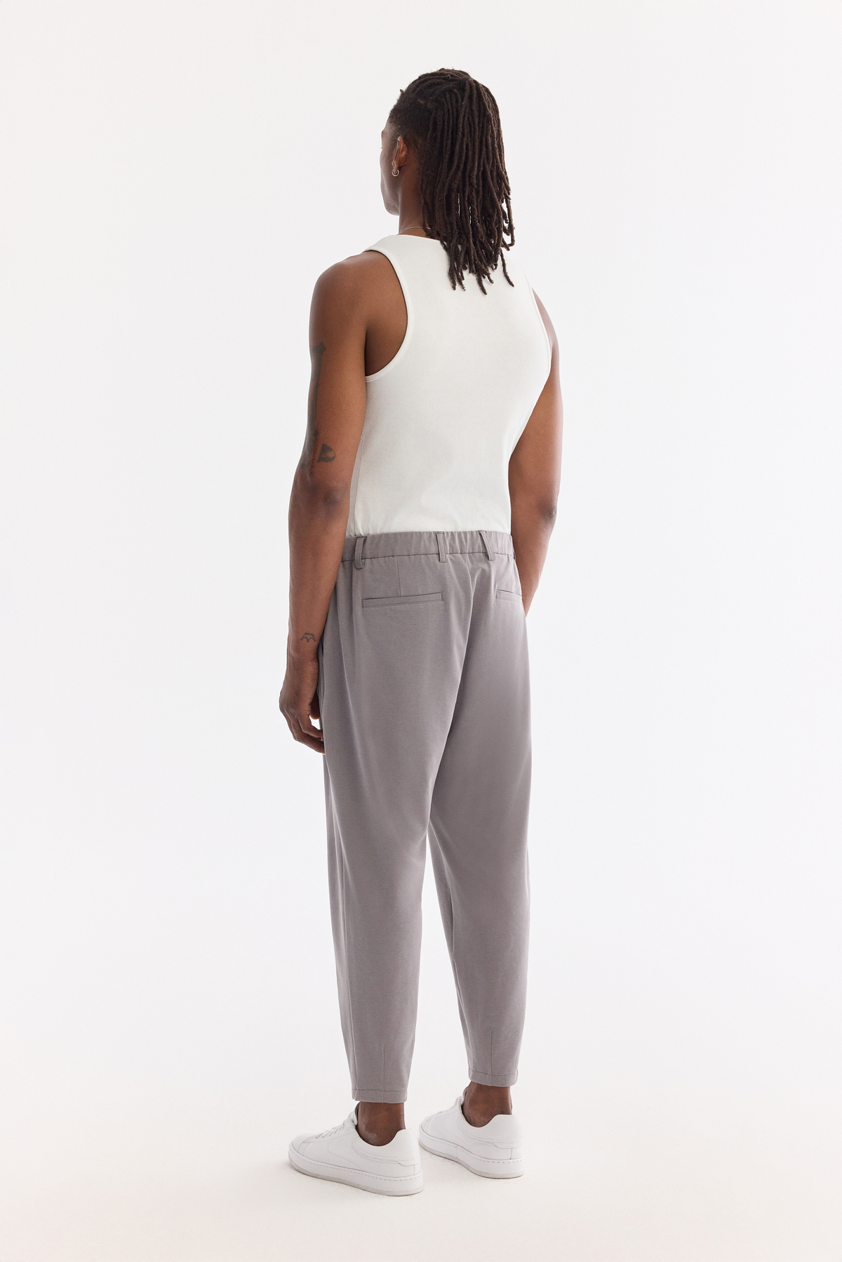 Gri Yumuşak Dokulu Lyocell Karışımlı Örme Baggy Fit Pantolon