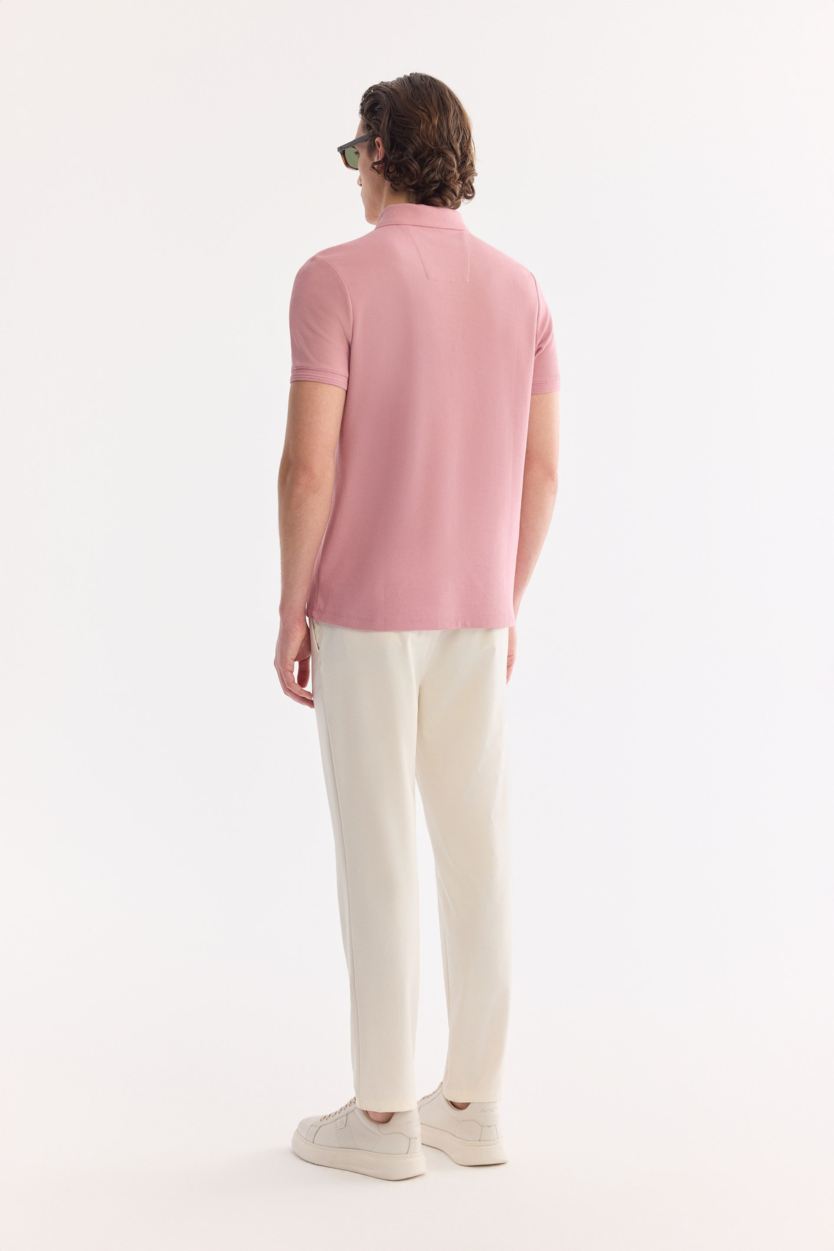 Gül Kurusu Kıvrılmaz Polo Yaka %100 Pamuk Basic T-Shirt