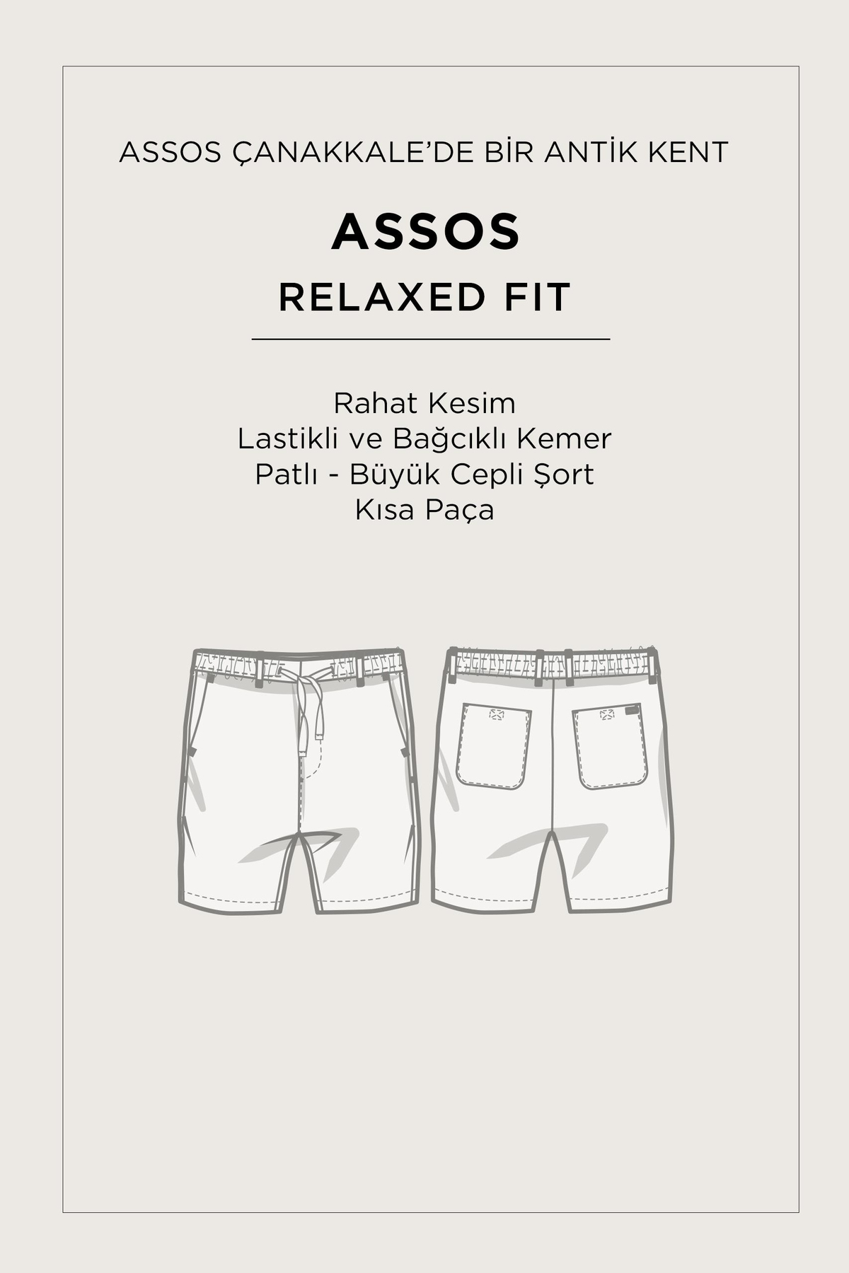 Haki Beli Lastikli %100 Keten Assos Relaxed Fit Şort