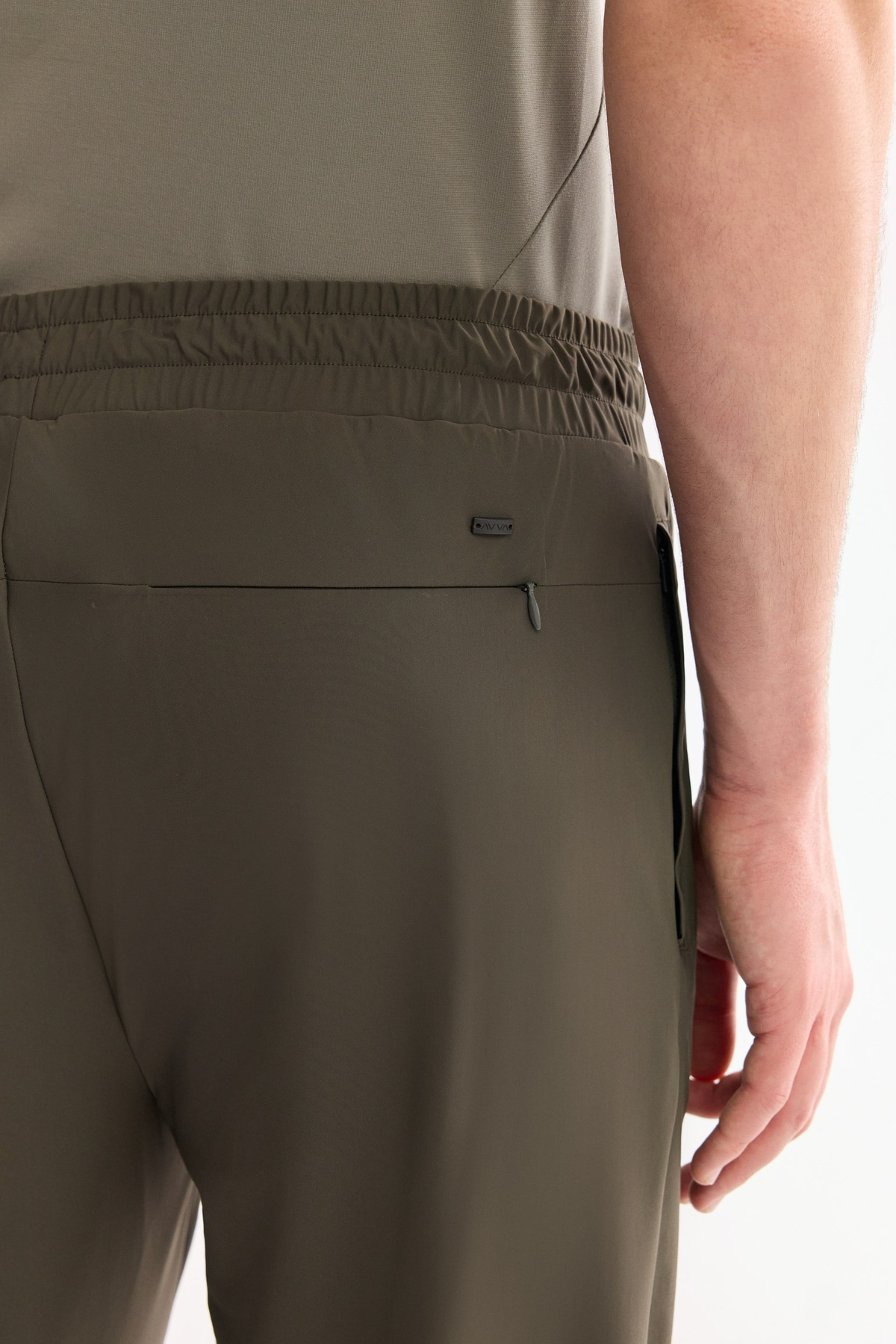Haki Beli Lastikli Yandan Fermuar Cepli  Teknik Kumaş Jogger