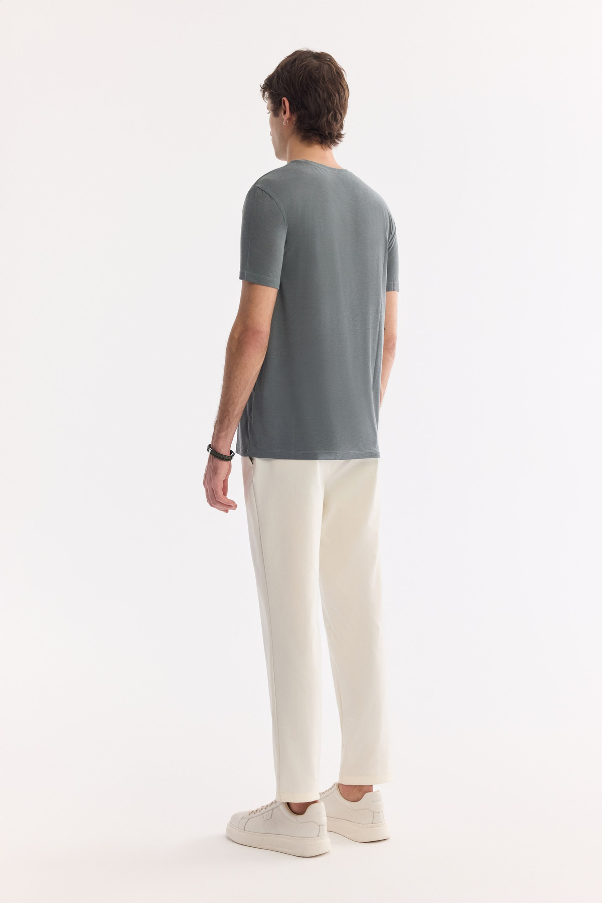 Haki Bisiklet Yaka Bi-Stretch Soft Touch Basic T-Shirt