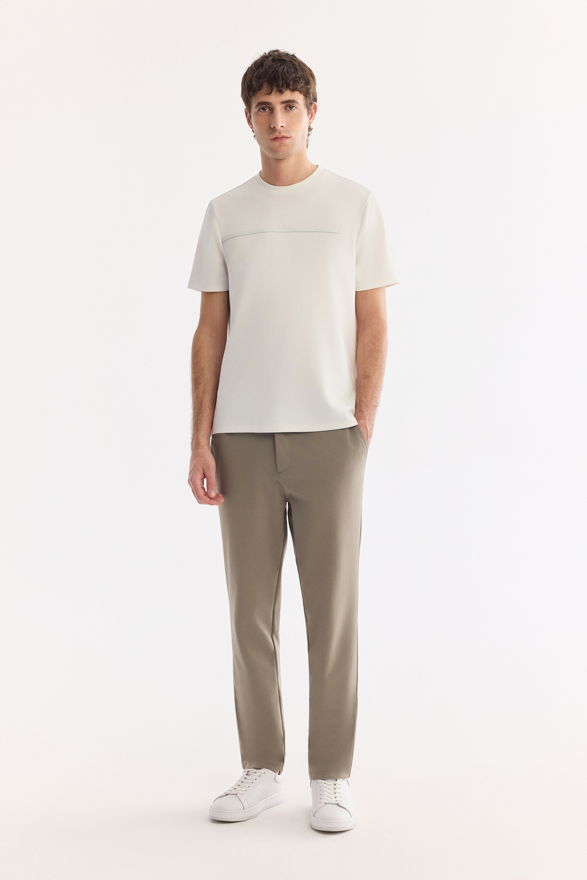 Haki Yanı Lastikli Teknik Kumaş Nora Slim Fit Pantolon