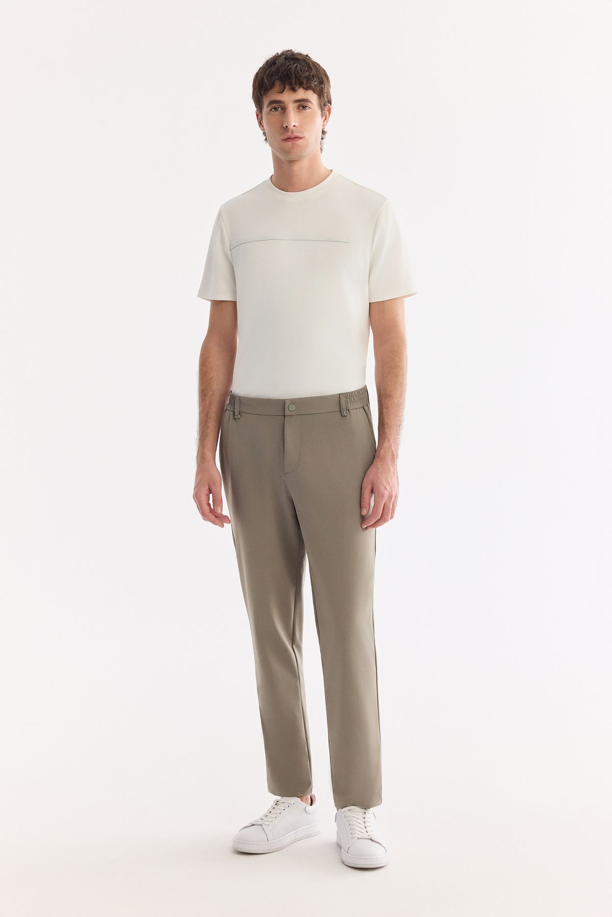 Haki Yanı Lastikli Teknik Kumaş Nora Slim Fit Pantolon