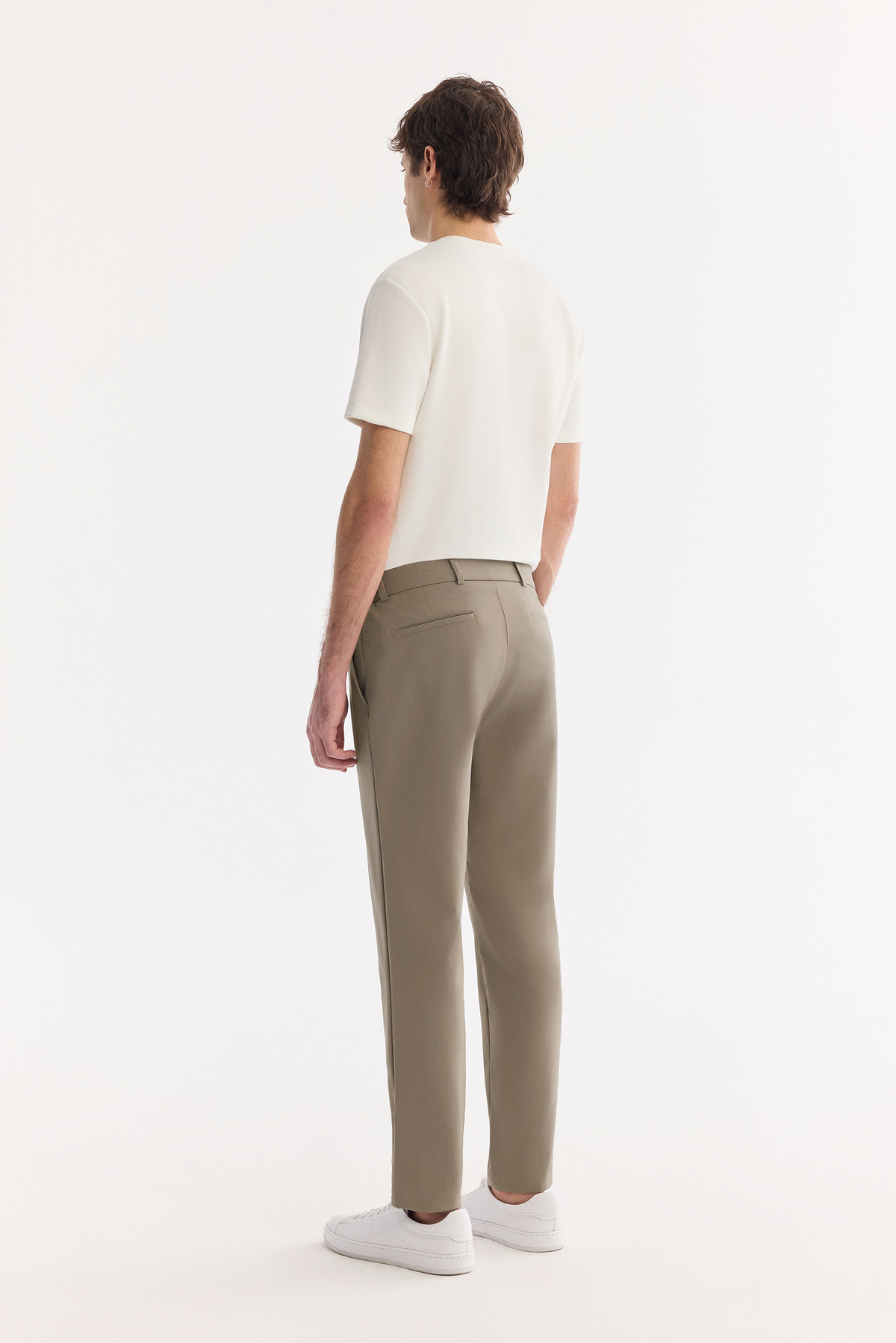 Haki Yanı Lastikli Teknik Kumaş Nora Slim Fit Pantolon