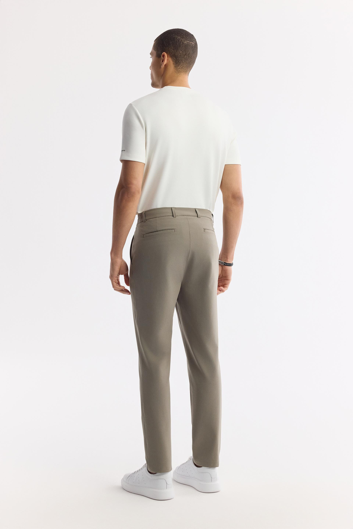 Haki Yanı Lastikli Teknik Kumaş Nora Slim Fit Pantolon