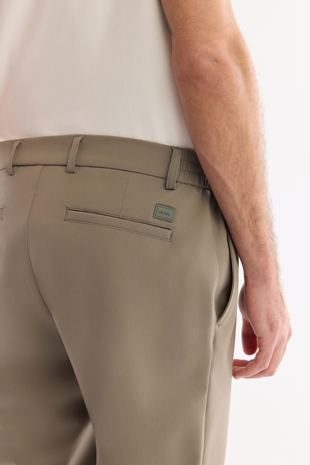 Haki Yanı Lastikli Teknik Kumaş Nora Slim Fit Pantolon