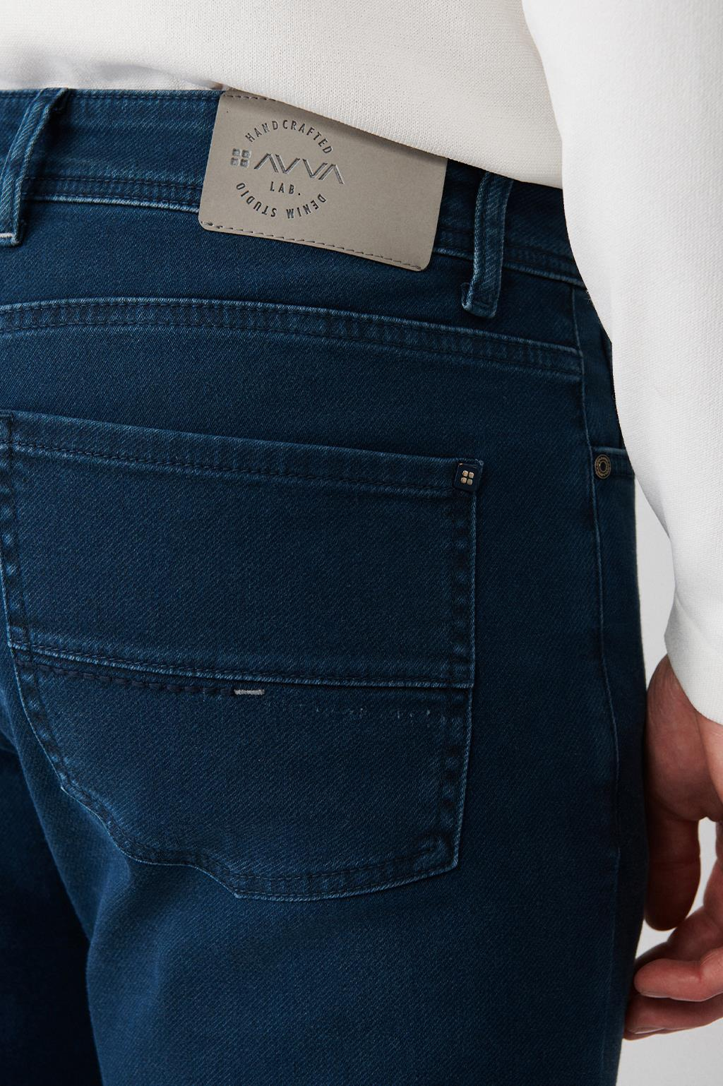 İndigo Eskitme Yıkama Esnek  Jean Pantolon